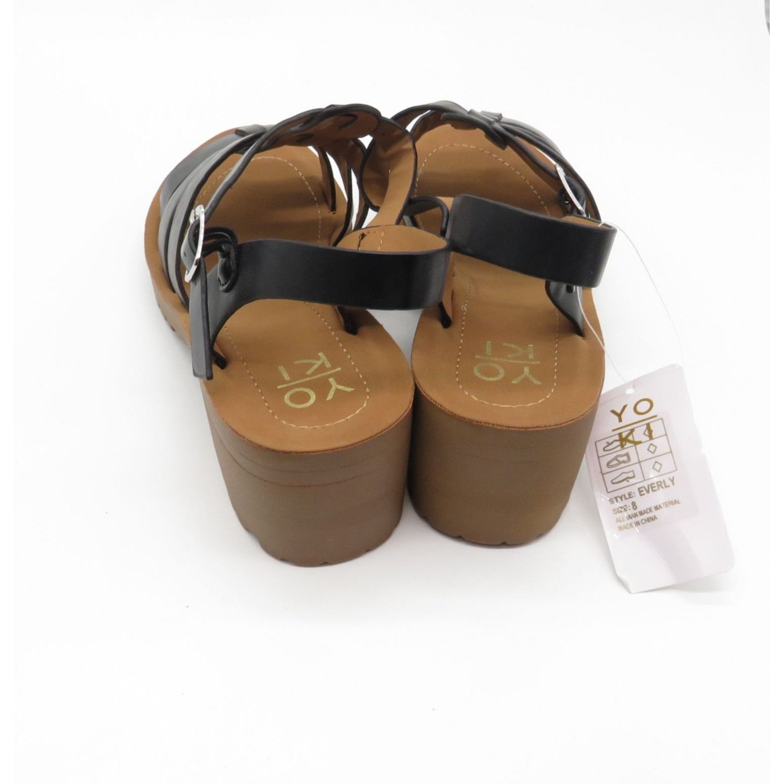 Other YOKI Everly Women's Black Strappy Sandals Buckle Brown Heels Size US 8 / IT 38 - 4 Thumbnail