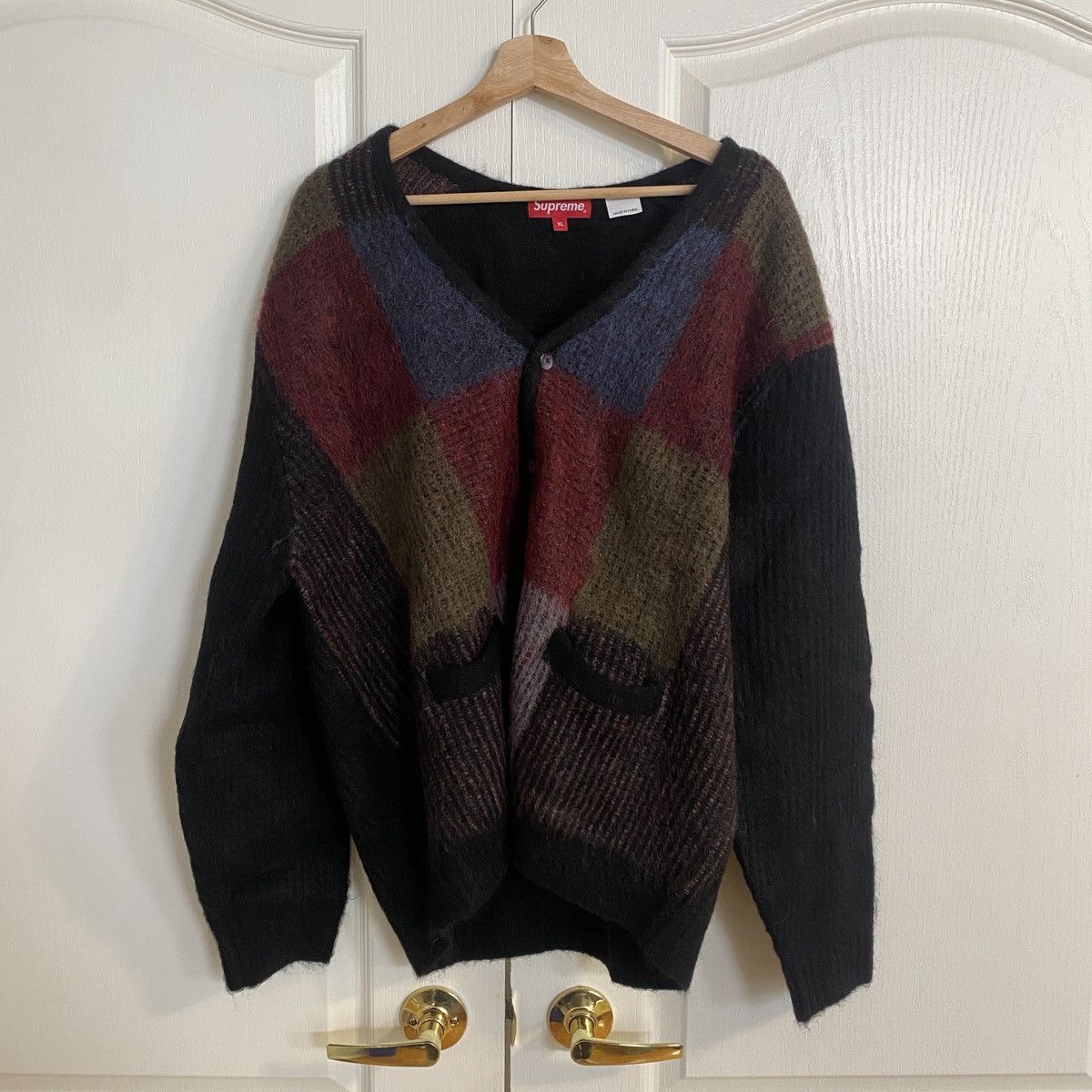 Supreme Supreme SS25 Herringbone Cardigan Black White Size XL New