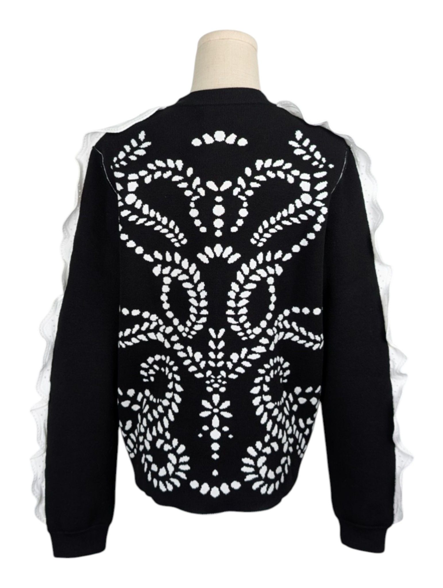 Sonia Rykiel Black And White Pullover With White Cotton Trim Size M / US 6-8 / IT 42-44 - 2 Thumbnail