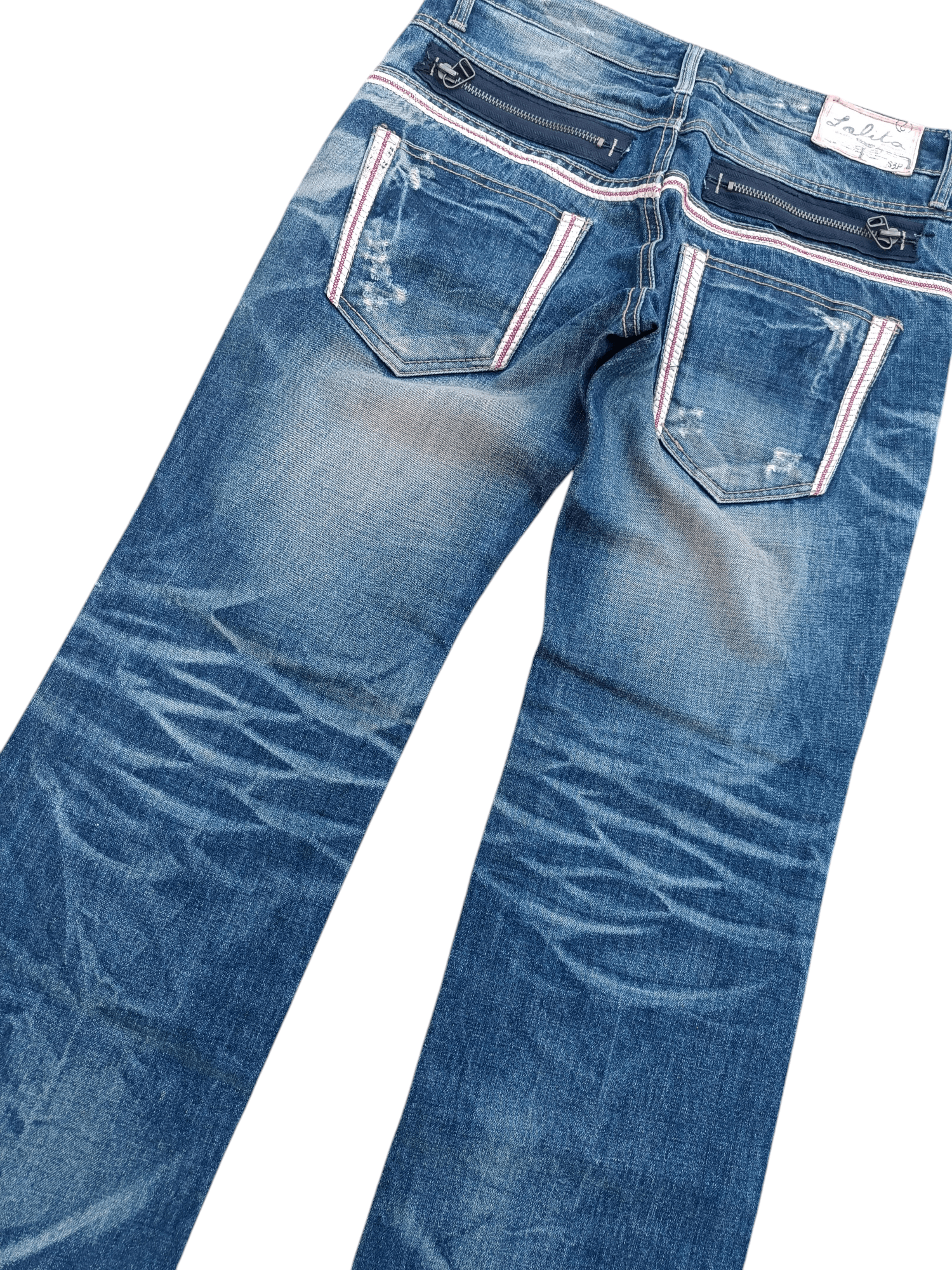 Designer FLARED💥 LOLITA JEANS DISTRESSED WHISKERS DENIM Size US 32 / EU 48 - 14 Thumbnail