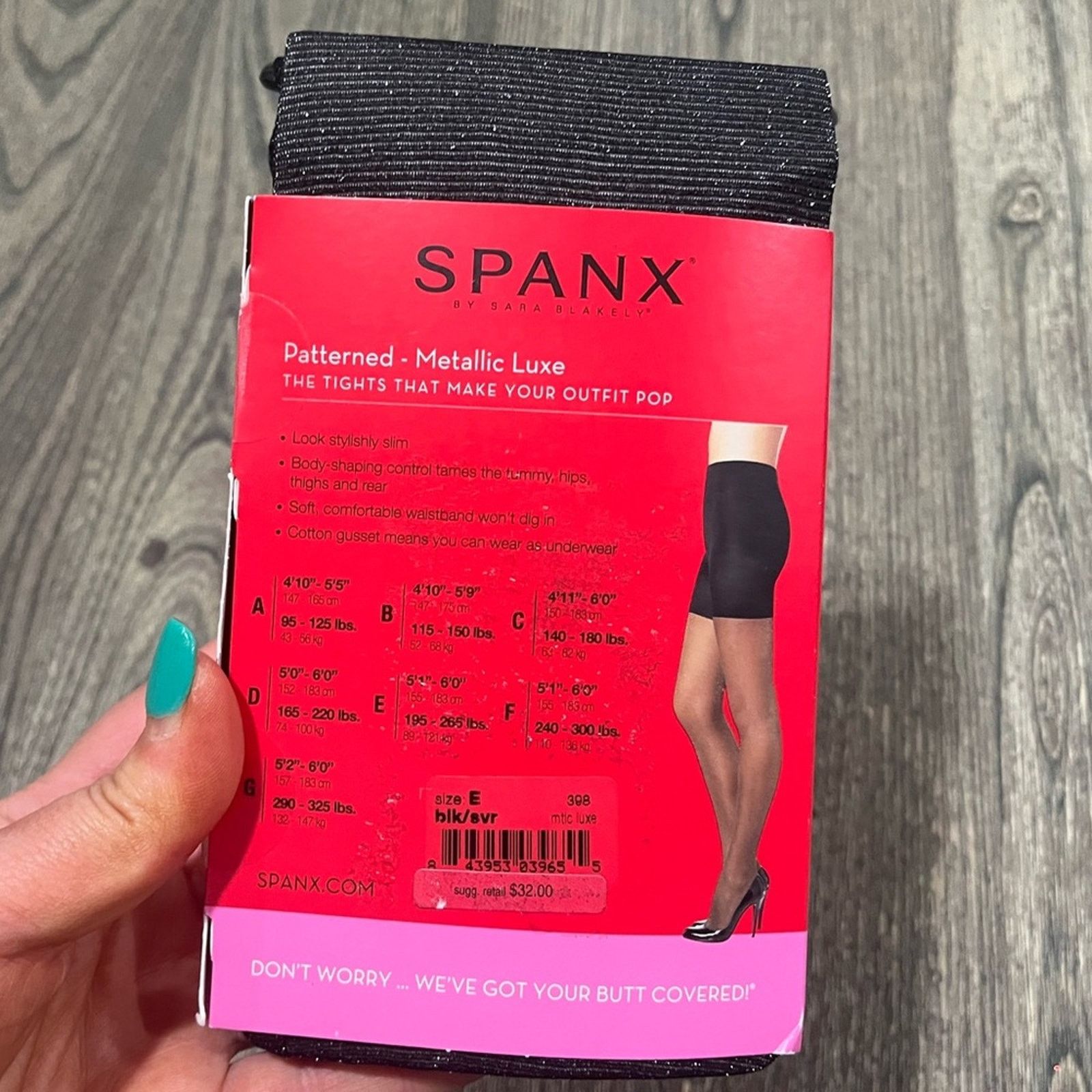 Spanx NWT Spanx Patterned Tight-End Tights Black Silver Size E Size ONE SIZE - 3 Thumbnail