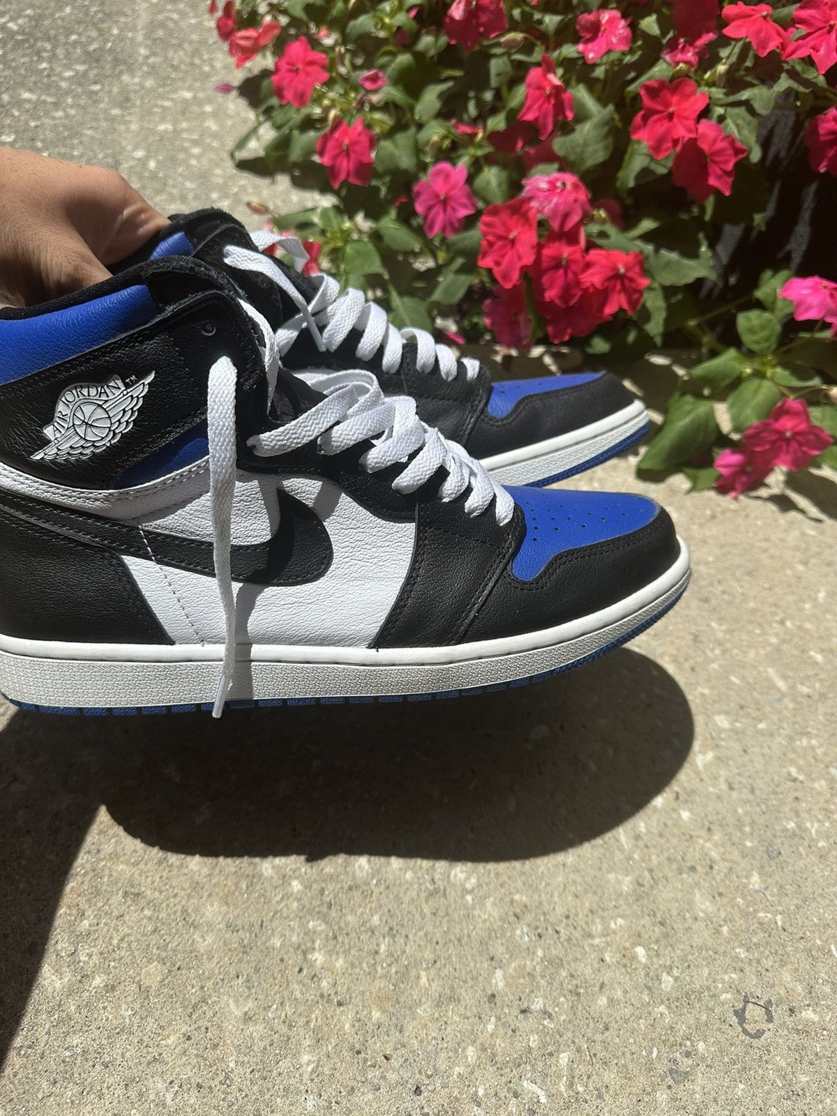 image of Jordan Nike Air Jordan 1 Royal Toe Shoes in Black, Men's (Size 10)