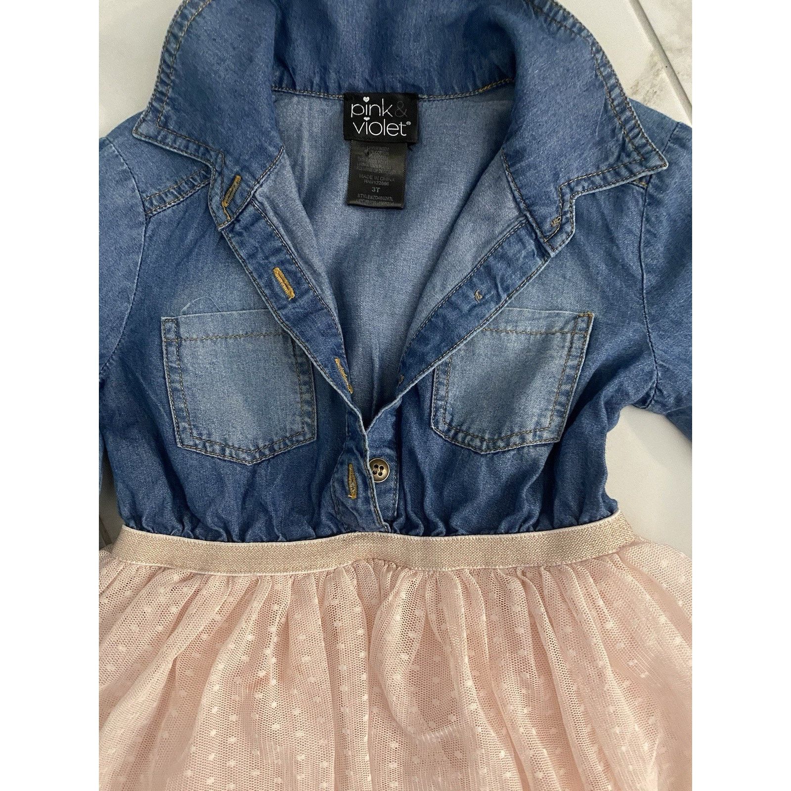 Pink Pink Violet Dress Girls sz 3T Denim And Pink Size US 27 - 4 Thumbnail