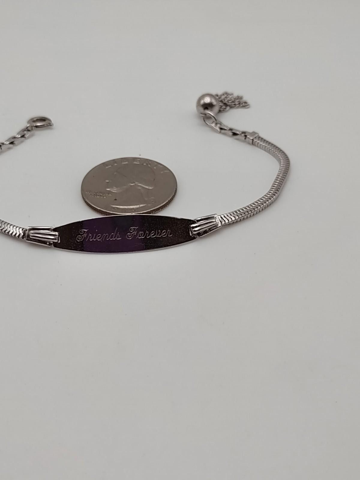 Foster Grant Forstner Sterling Silver ID Bracelet Friends Forever Size ONE SIZE - 4 Thumbnail
