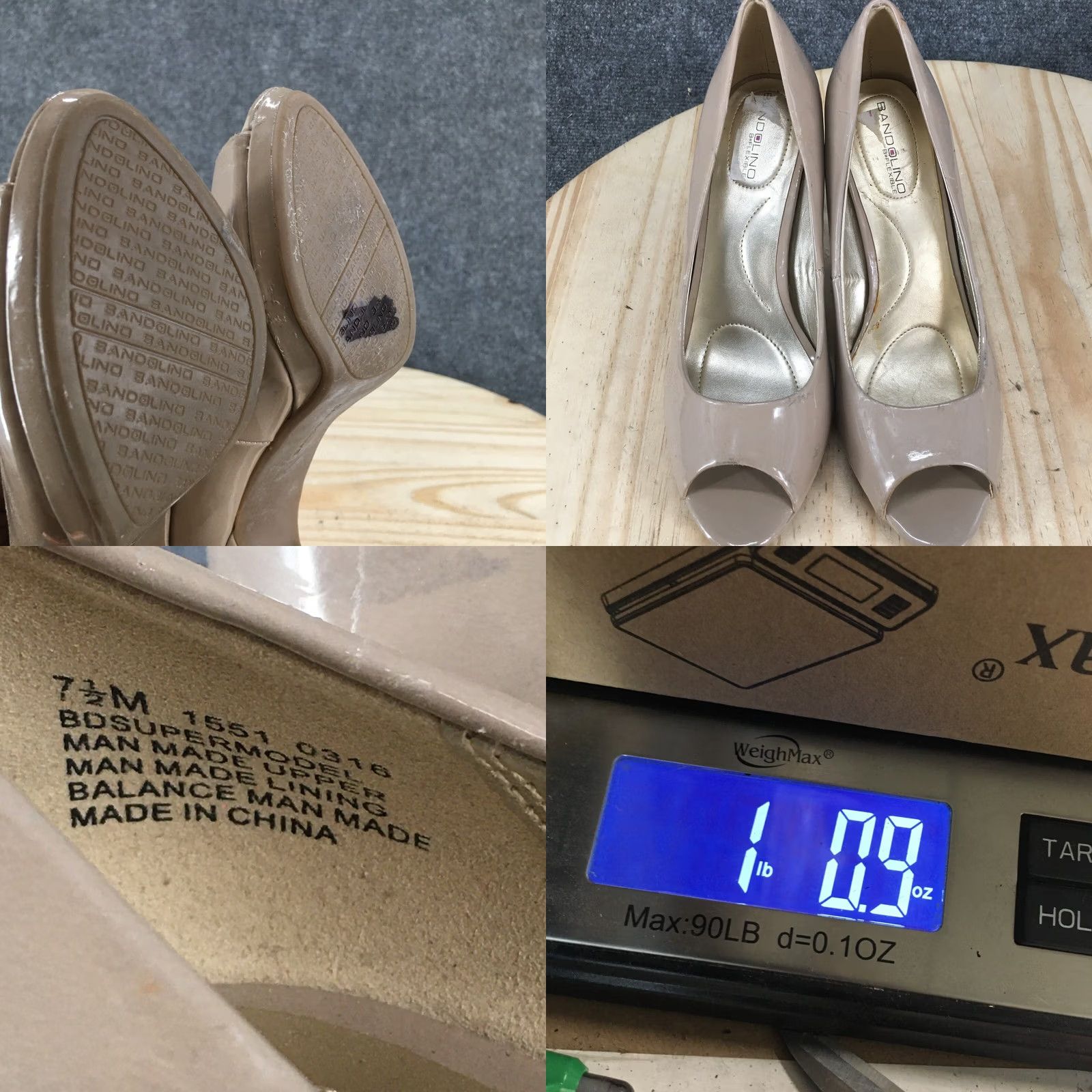 Vintage Bandolino Heels Womens 7.5 M Rainaa Pump Peep Toe Slip On Beige Faux Leather Size US 8 / IT 38 - 9 Thumbnail