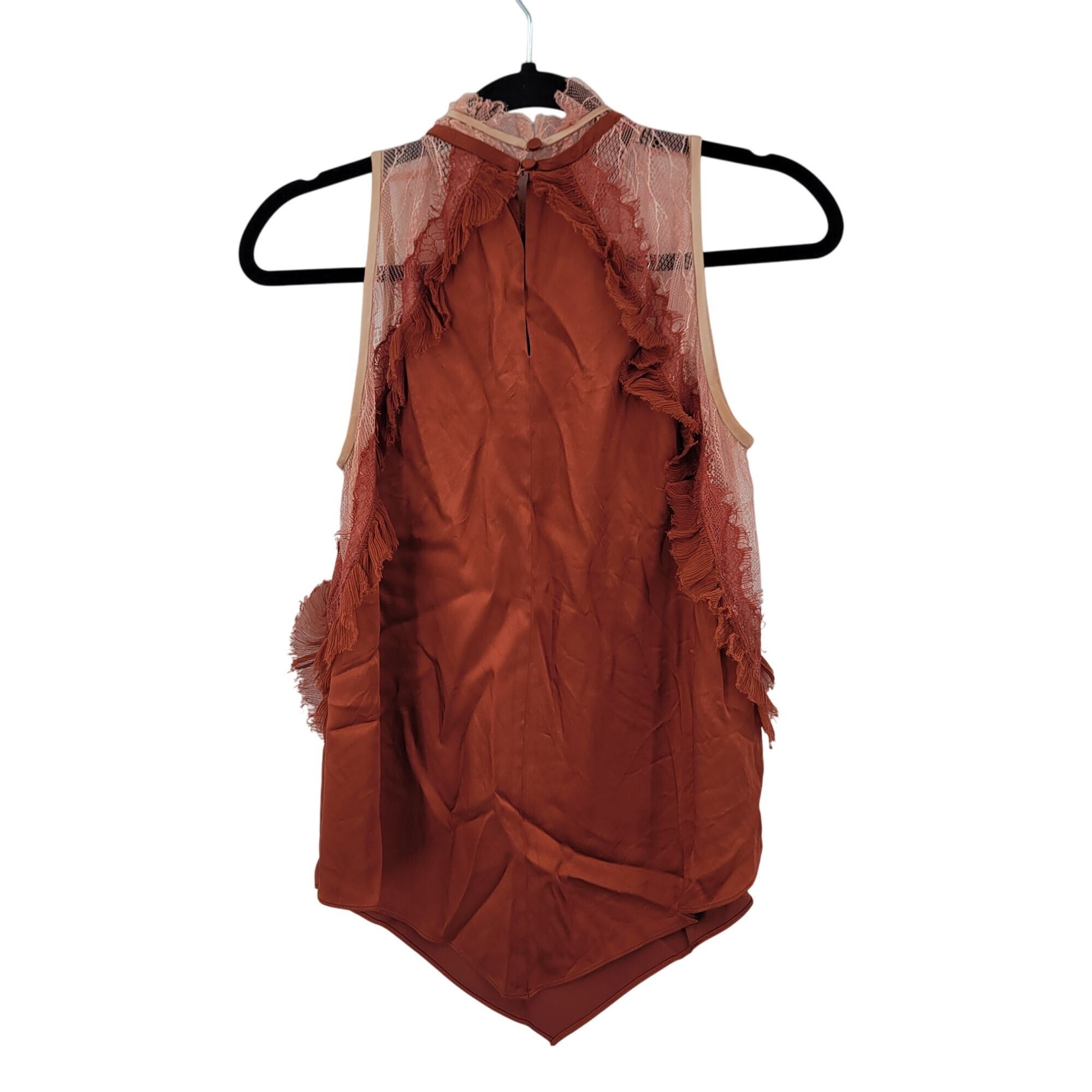 Jonathan Simkhai Jonathan Simkhai Feminine Ruffled Lace Top Blouse Sz M Rust Size M / US 6-8 / IT 42-44 - 8 Thumbnail