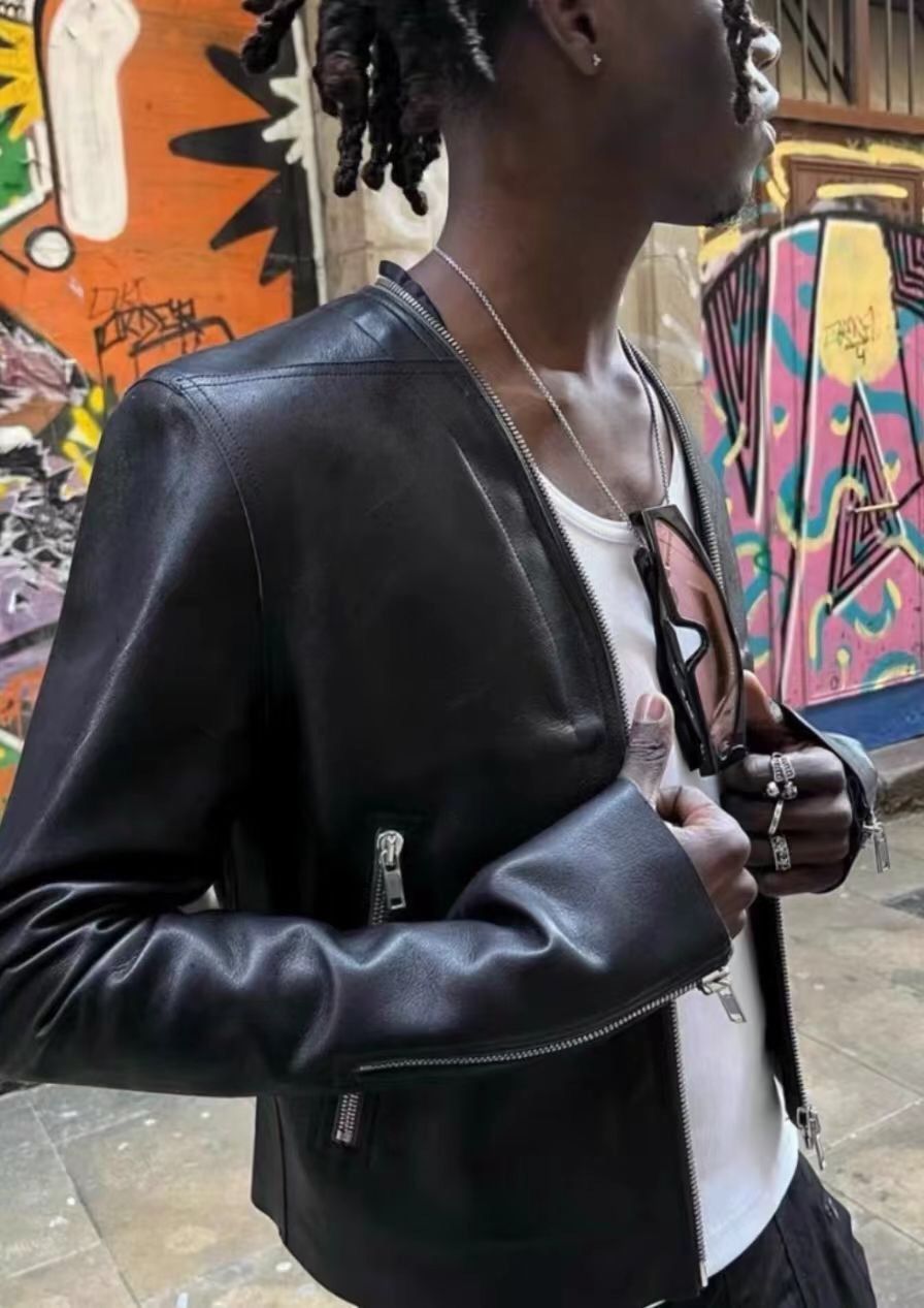 Rick Owens RICK OWENS KLAUS V-neck leather jacket 2412-Nextarrow Size US S / EU 44-46 / 1 - 7 Thumbnail