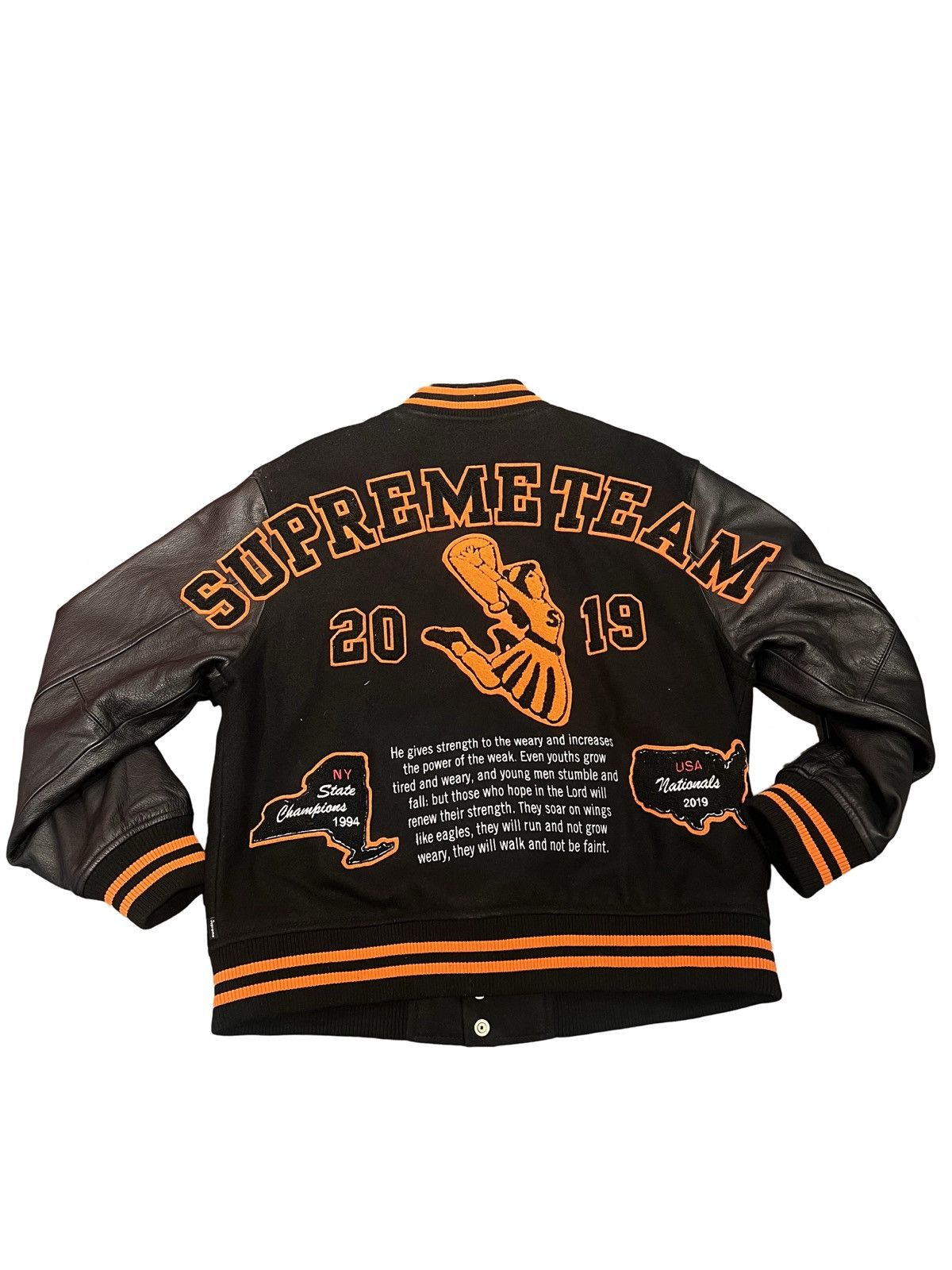 Supreme Supreme team varsity jacket black | Grailed