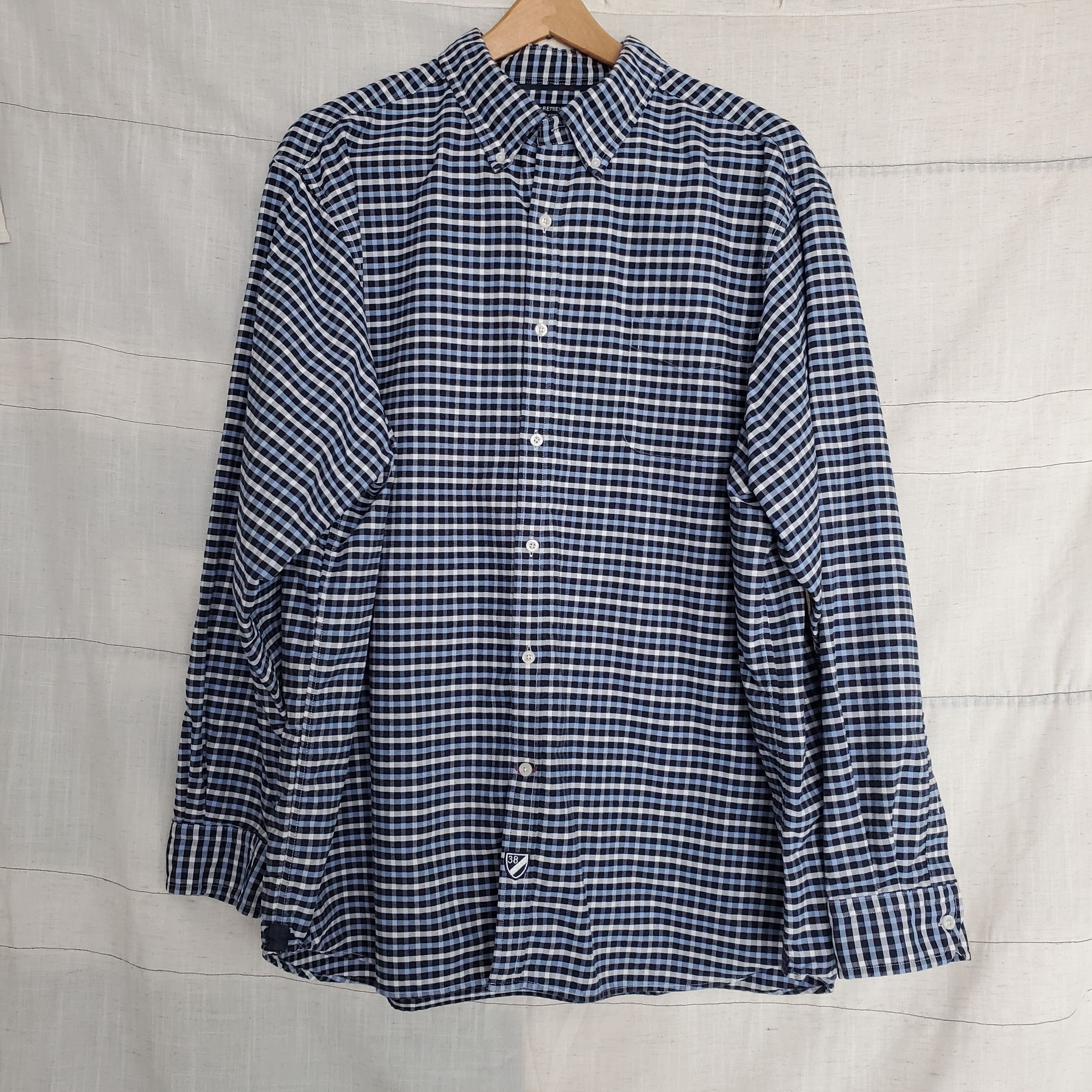 Cremieux Cremieux Blue White Navy Gingham Pattern Button Down SZ:XXL Size US XXL / EU 58 / 5 - 1 Thumbnail