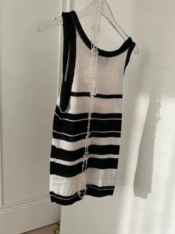 Versace Versace Black and White Striped Tank Top . Size M / US 6-8 / IT 42-44 - 5 Thumbnail