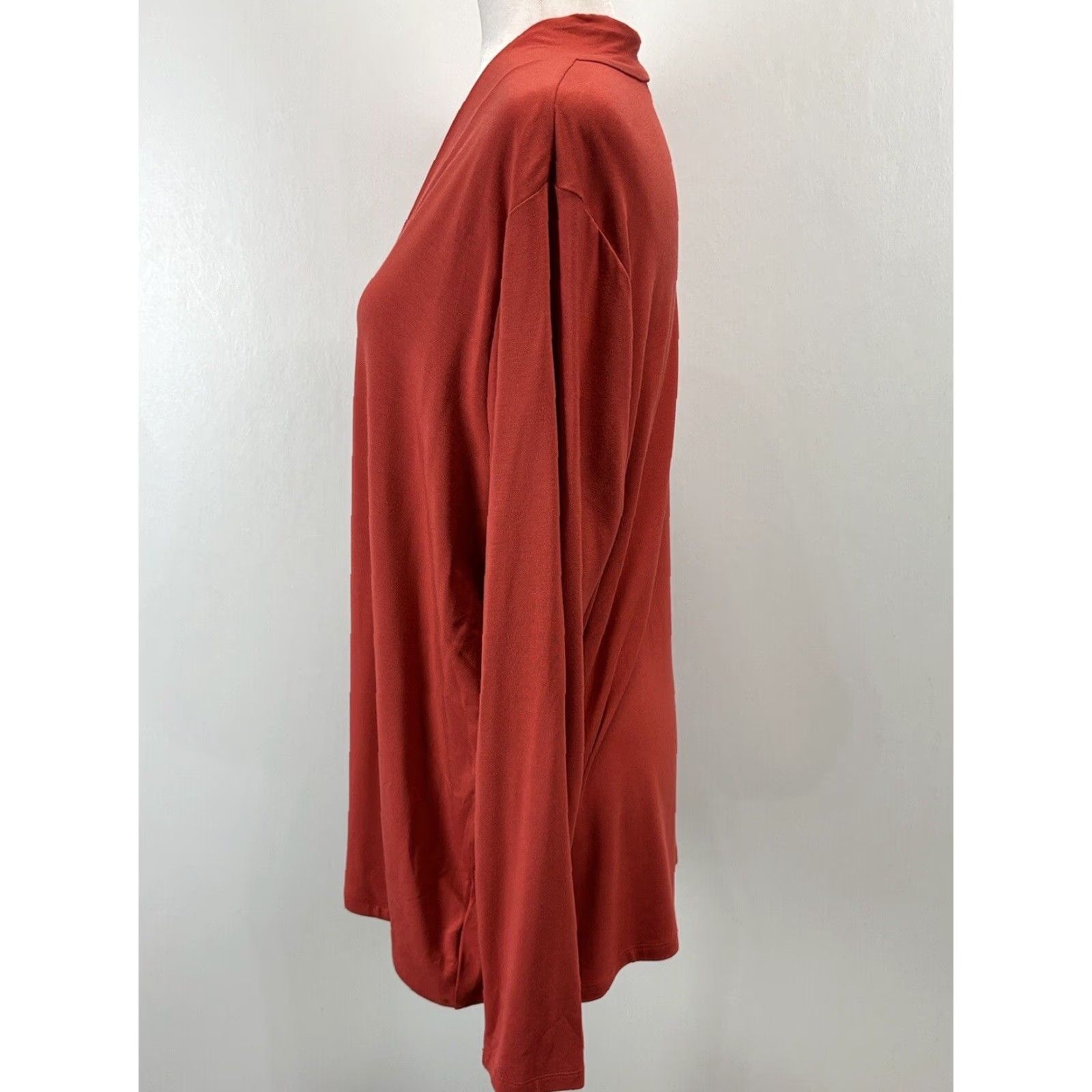 Talbots TALBOTS VINTAGE Plus Size 2X Long Sleeve V-Neck Blouse Orange Stretch Womens Size XXL / US 16-18 / IT 52-54 - 2 Thumbnail