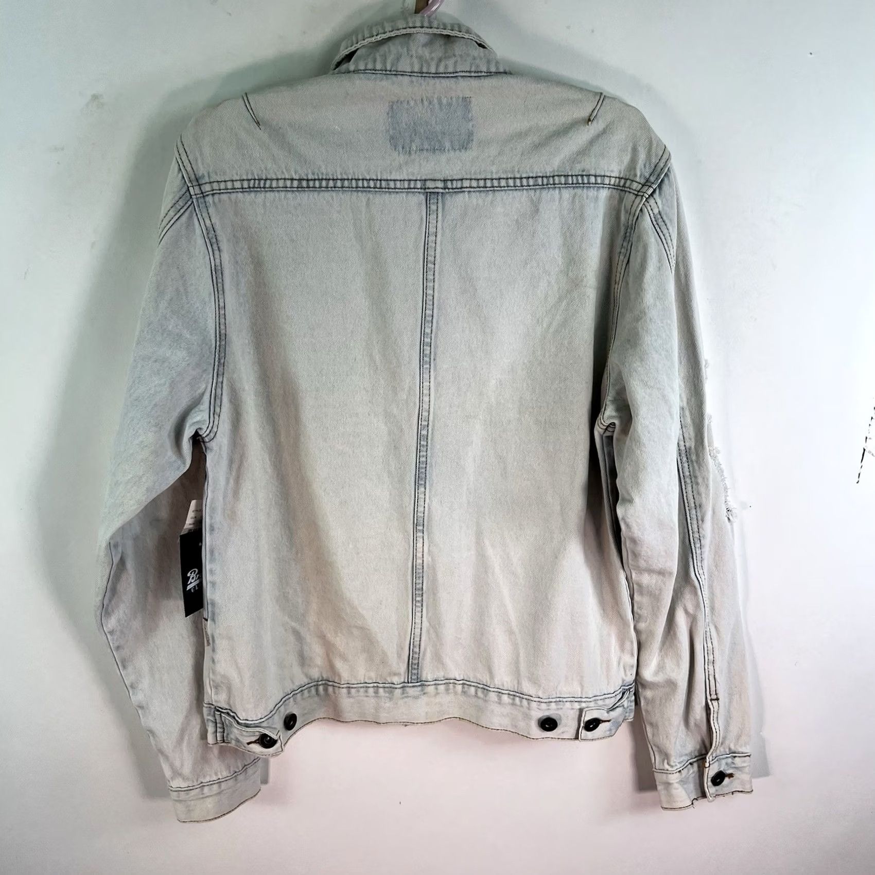 Denime Brooklyn Cloth Denim Jean Jacket Mens Size M Blue Distressed Light Wash NWT Size US 31 - 5 Thumbnail