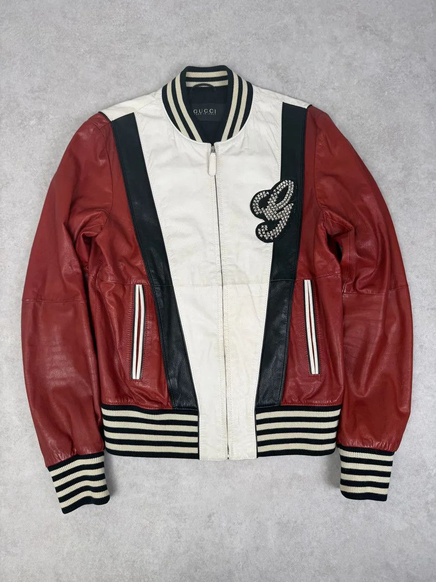Gucci SS2008 Gucci Propaganda Red & White Biker Leather Jacket by Frida Giannini Size US M / EU 48-50 / 2 - 4 Thumbnail
