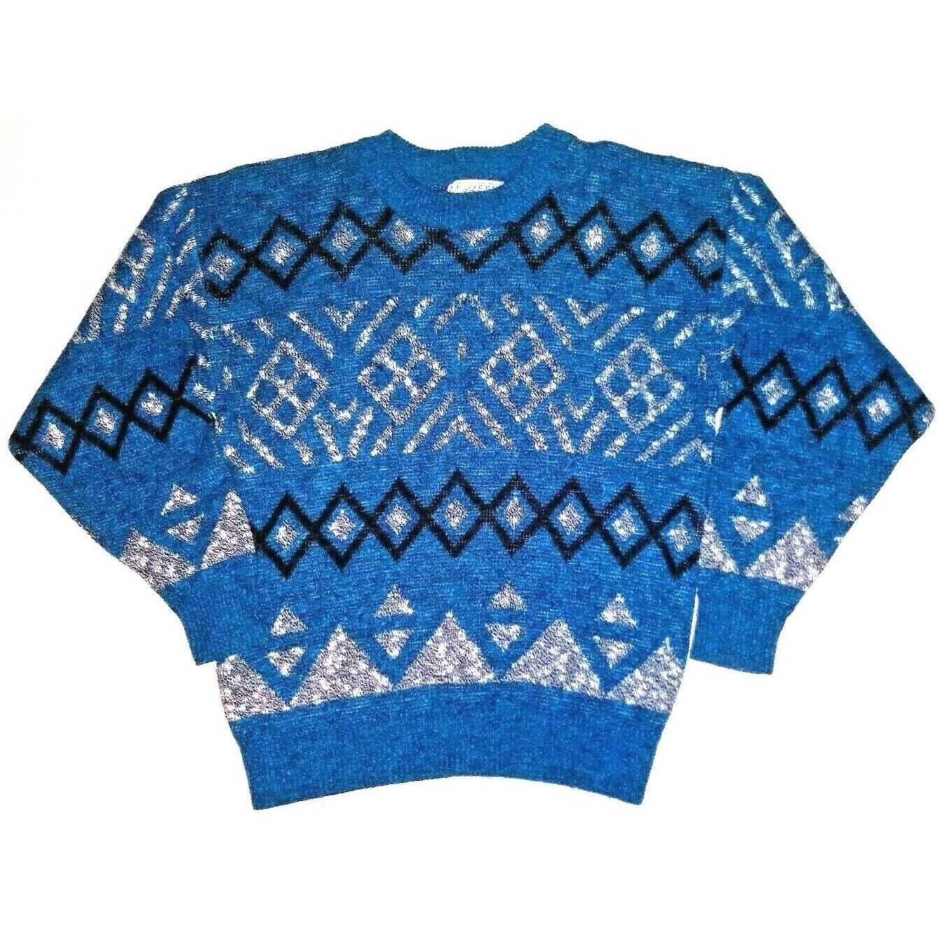 Le TIGRE Vintage Mens Sweater Aztec Geometric Sz M blue black USA Size US M / EU 48-50 / 2 - 1 Thumbnail