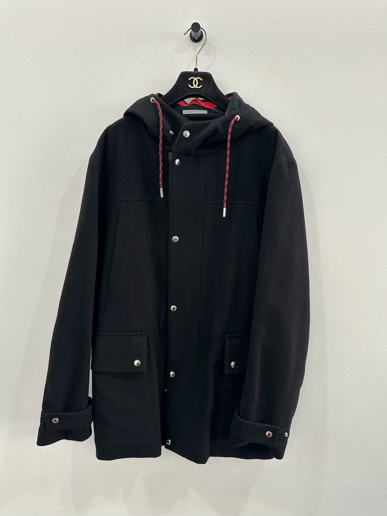 Dior Men's black cashmere inner red striped coat 2501-Nexta