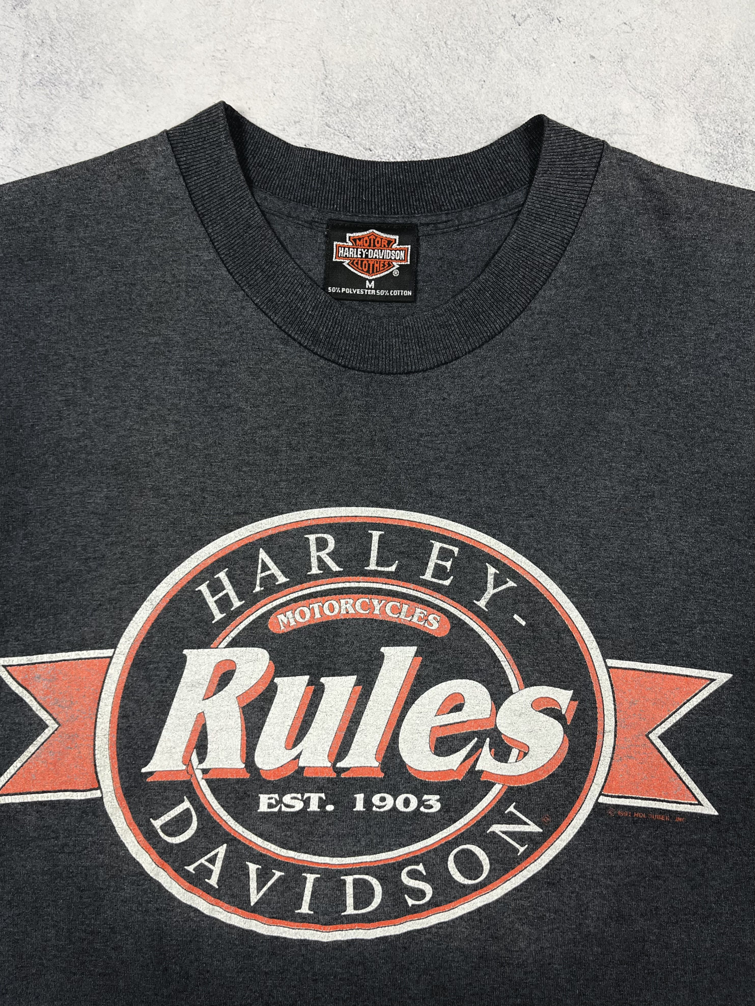 Harley Davidson Vintage Harley Davidson Rules Big Logo T Shirt 1991 Size US M / EU 48-50 / 2 - 4 Thumbnail