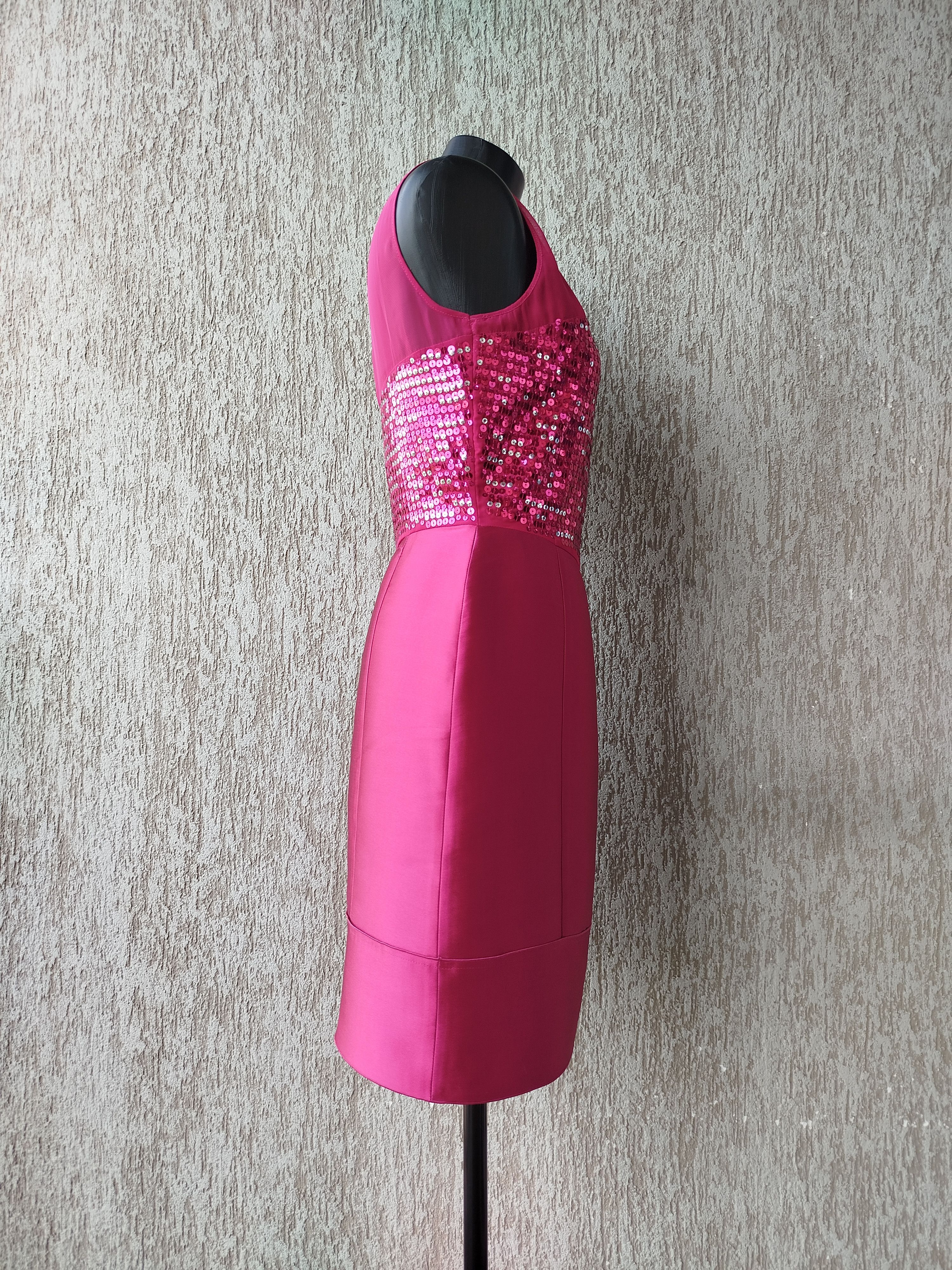 Blumarine Coctail Dress Fuchsia Sequins Brocade Vintage 00s Y2K Size M / US 6-8 / IT 42-44 - 5 Thumbnail