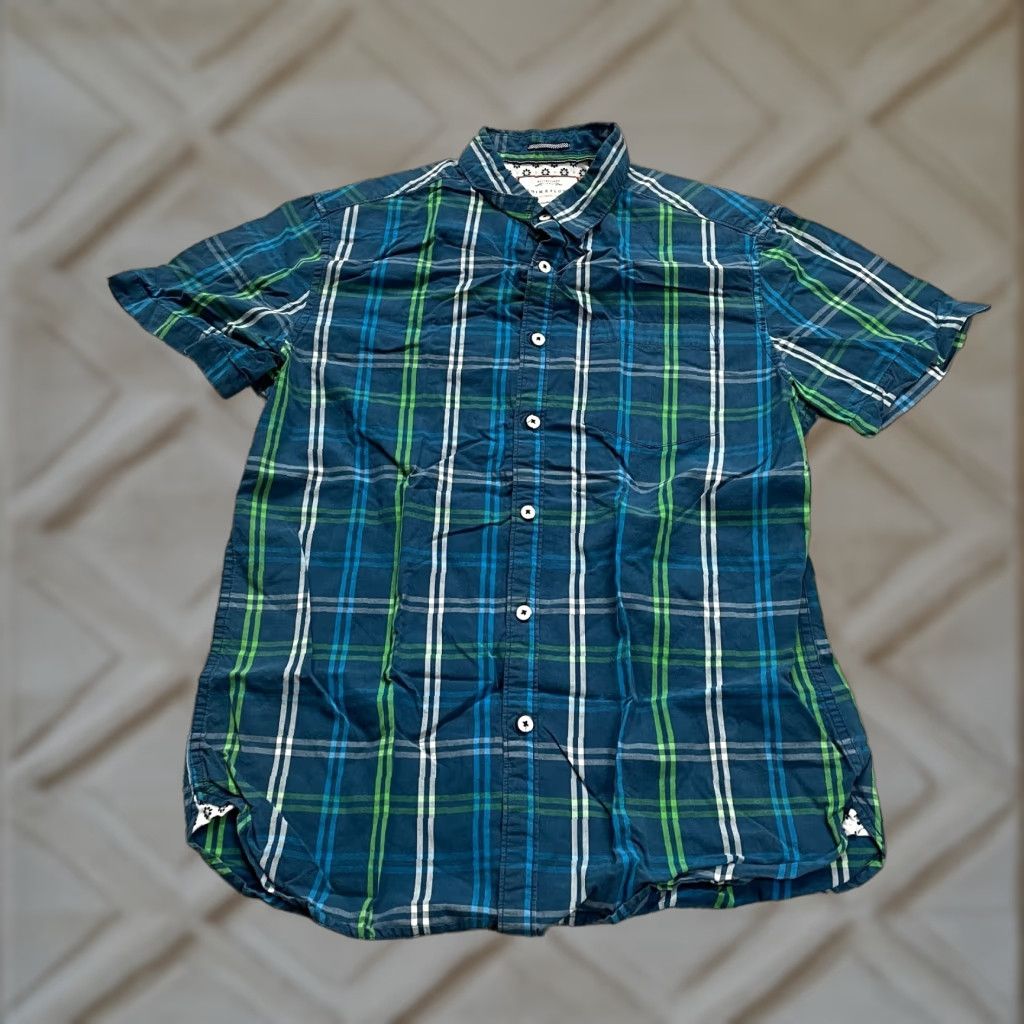 Denime Denim & Flower Slim Fit Button-Up Flannel Shirt Mens Medium Multicolor Plaid Short Sleeve Classic Outdoor Size US M / EU 48-50 / 2 - 1 Thumbnail