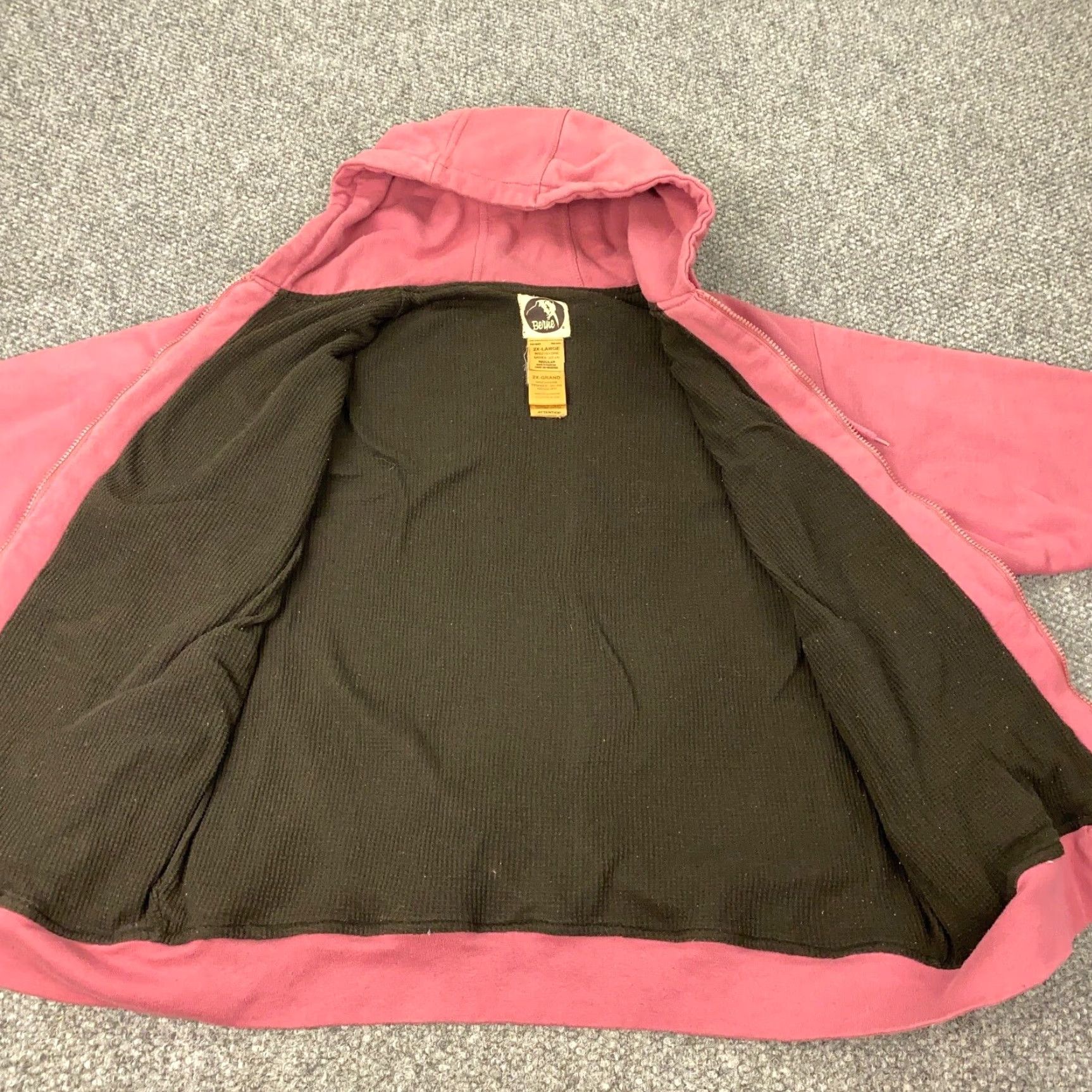 Vintage Berne Hoodie Womens Size 2XL Red Thermal Waffle-knit Lining Zip Knit Activewear Casual Pullover Hooded Lined Womens 2XL Red Knit Size XXL / US 16-18 / IT 52-54 - 6 Thumbnail