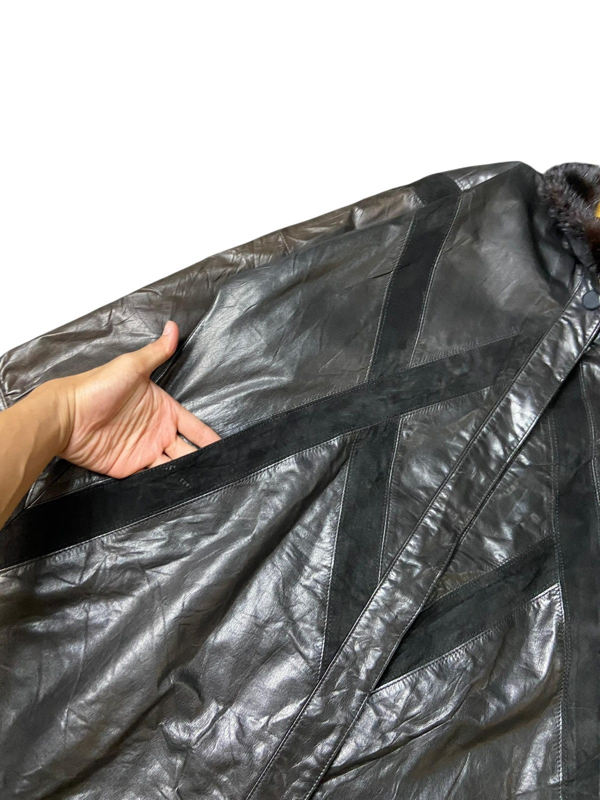 Japanese Brand Zorronuez Leather Coat with Fur Collar (149) Size US L / EU 52-54 / 3 - 5 Thumbnail