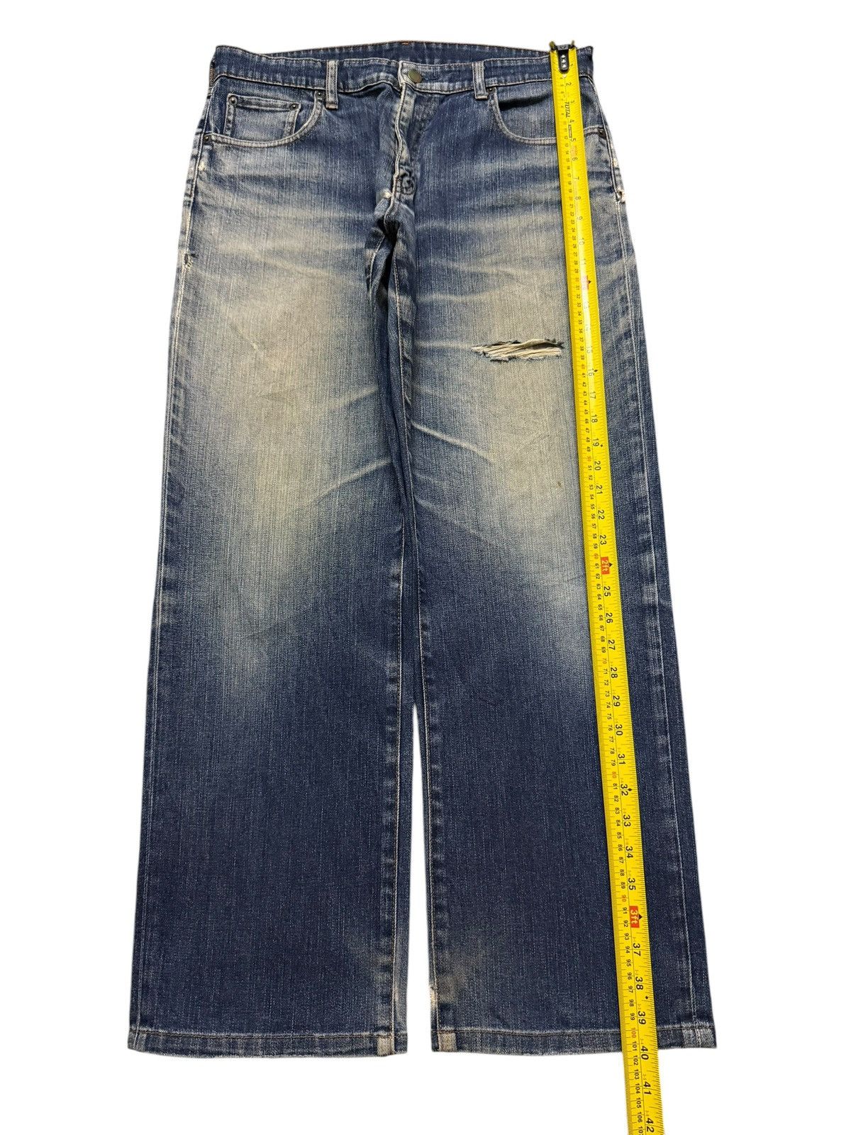 Uniqlo Vintage Y2K Japanese Uniqlo Mud Wash Distress Wide Leg Baggy Size US 33 - 9 Thumbnail