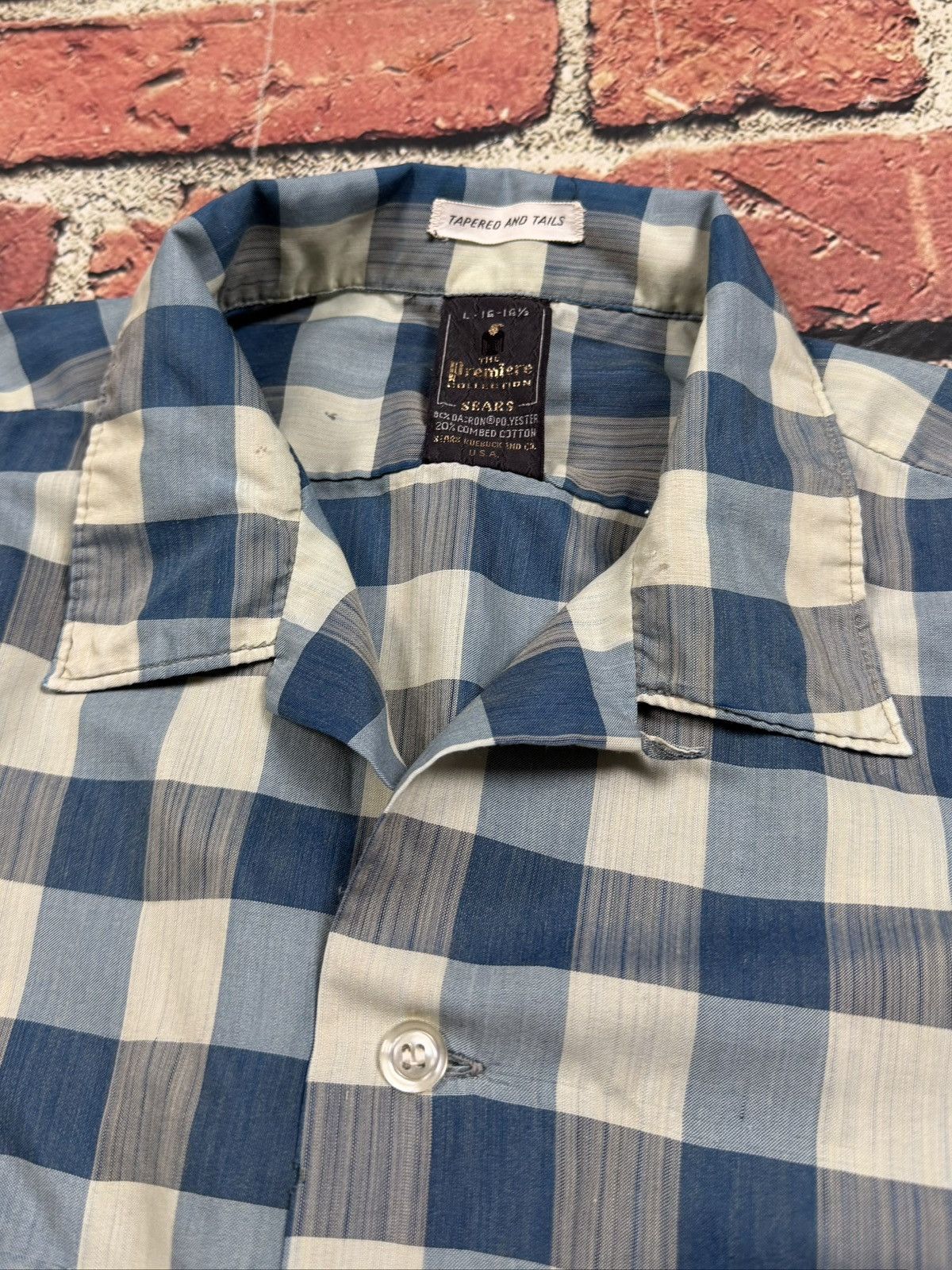 Sears Vintage 60s 70s Sears Premiere Loop Collar Plaid Shirt Size US L / EU 52-54 / 3 - 6 Thumbnail