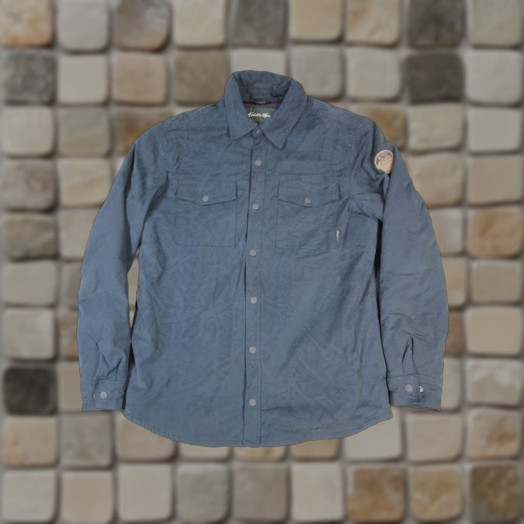 Eddie Bauer Eddie Bauer Jacket Adult Medium Blue Flannel Lined Cotton Blend Button Up Mid-Length Mens Size US M / EU 48-50 / 2 - 1 Thumbnail