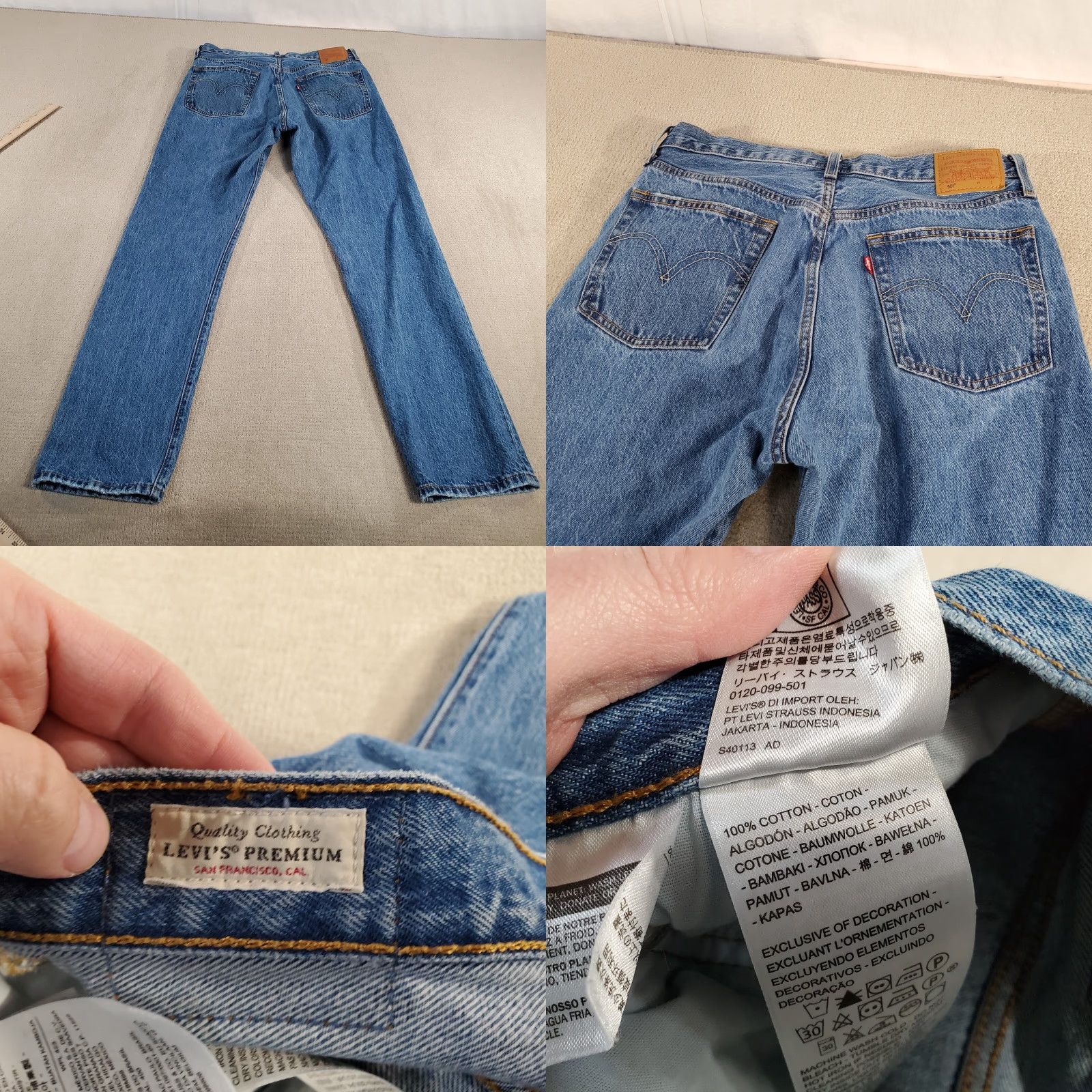 Levi's Levi's 501 Jeans Mens 30x32 Blue Straight Button Fly Medium Wash Denim Regular Inseam 32 Pockets Vintage No Current? Size US 30 / EU 46 - 8 Thumbnail