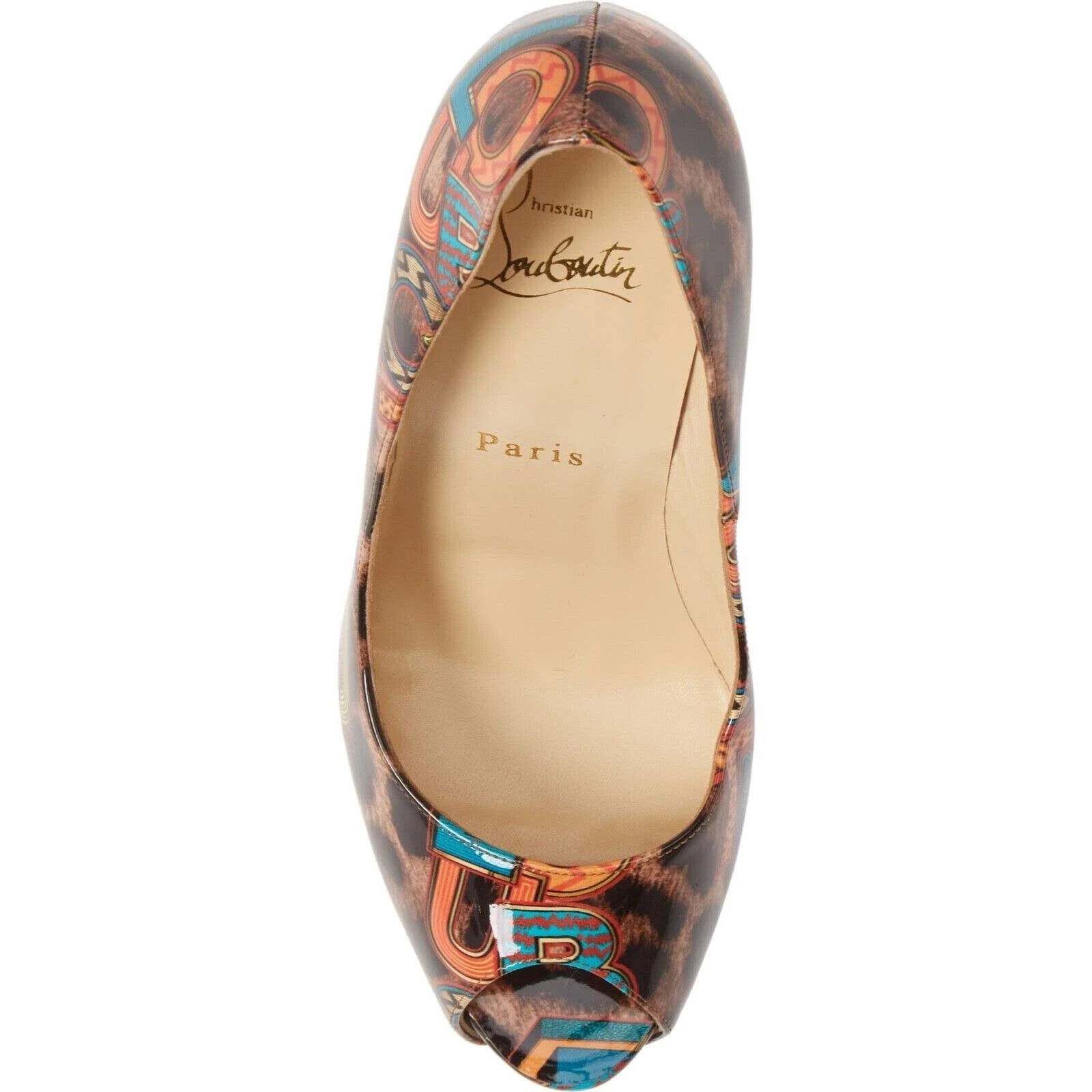 Christian Louboutin New Very Prive 120 Black Brown Leopard Patent Heel Pump 37.5 Size US 7.5 / IT 37.5 - 6 Thumbnail
