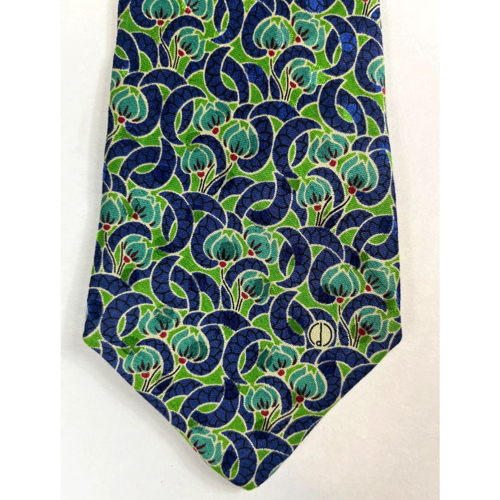 Vintage Dunhill Men's Floral Tie Linen Silk Blend Made in Italy Size ONE SIZE - 5 Thumbnail