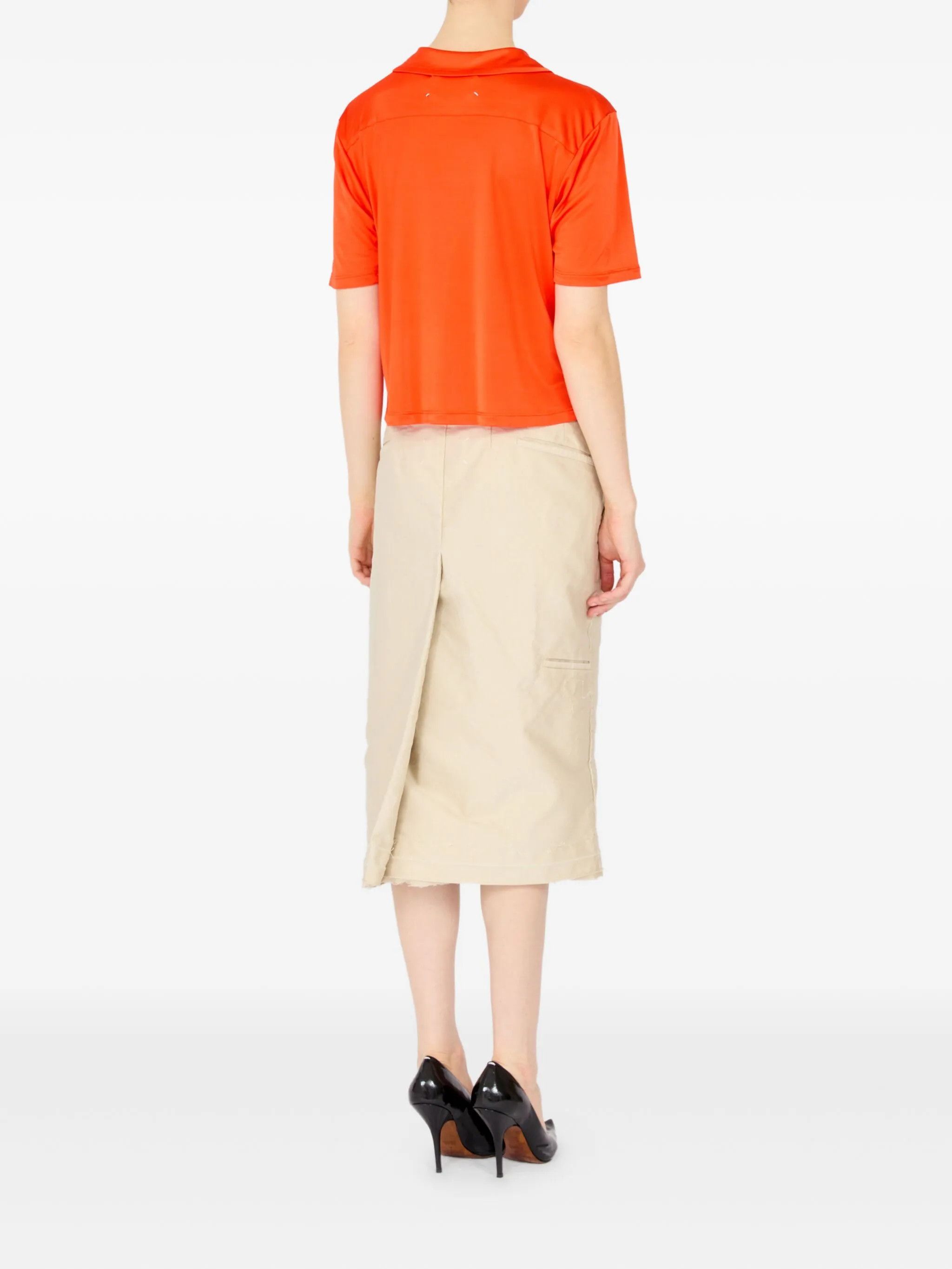 Maison Margiela o1w1db10526 Satin Polo Shirt in Volcanic Orange Size S / US 4 / IT 40 - 4 Thumbnail