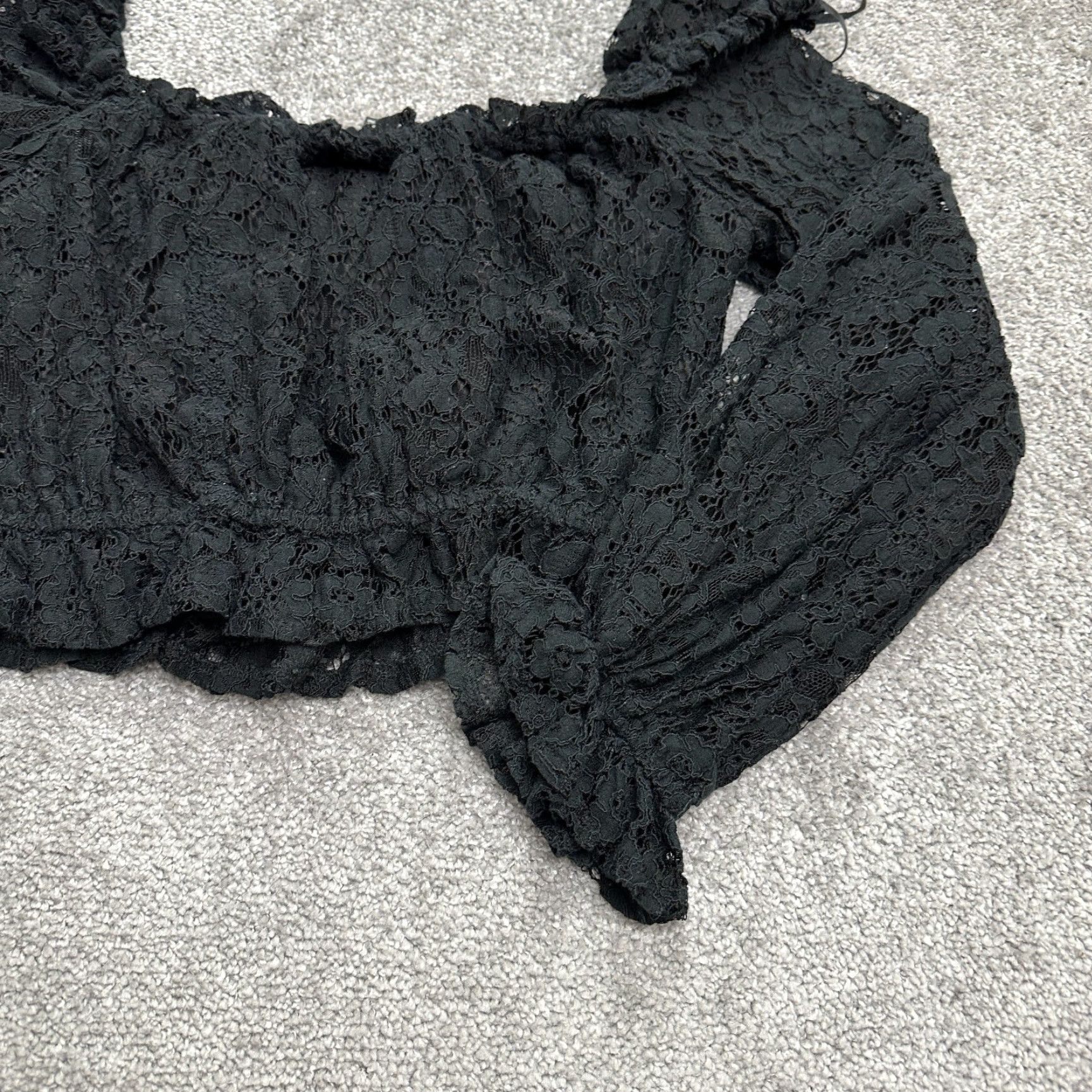 AQUA Aqua Shirt Womens Small Black Cropped Lace Off Shoulder Casual Top Size S / US 4 / IT 40 - 5 Thumbnail