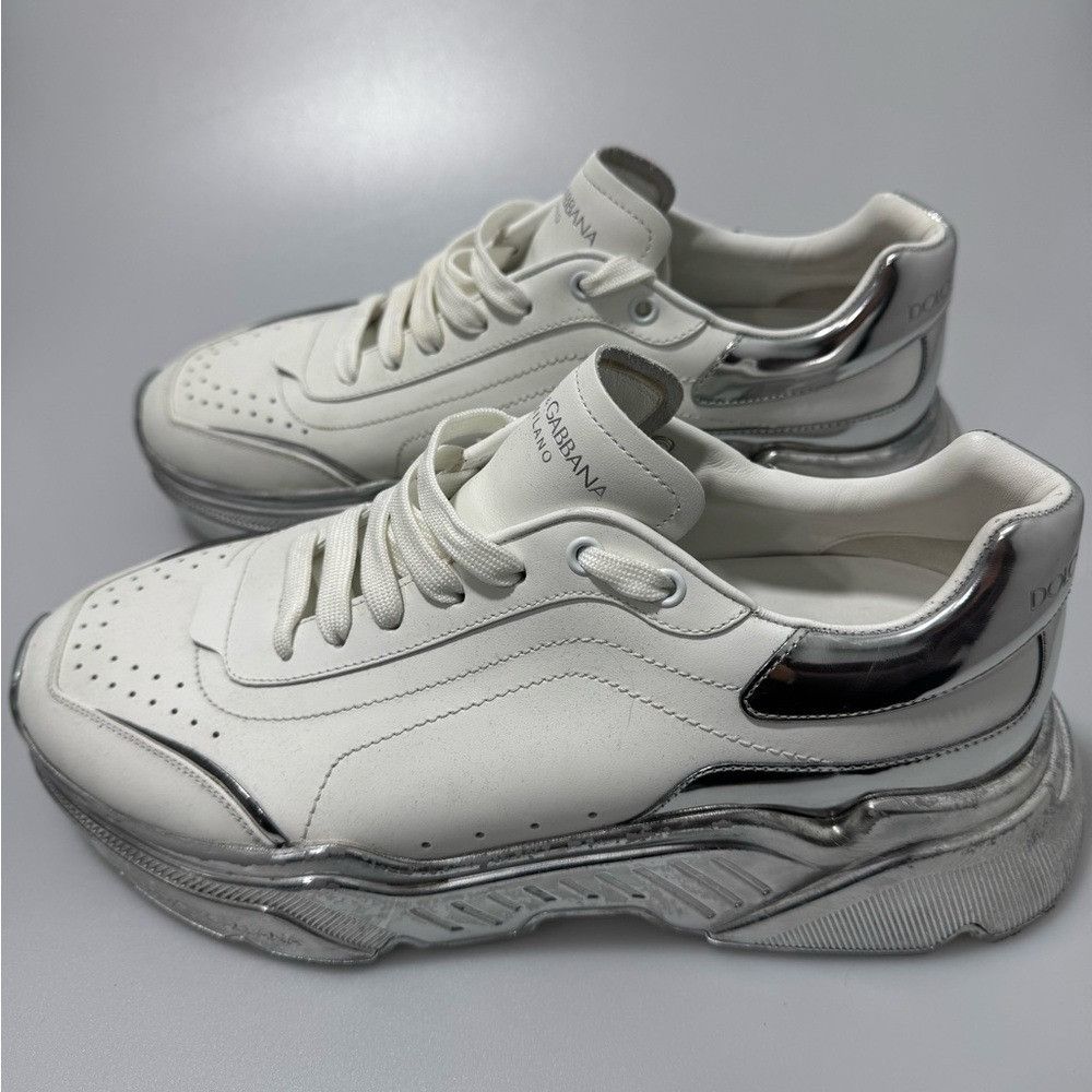 Dolce & Gabbana DOLCE & GABBANA Sneakers White Silver Leather Daymaster Size Size US 10 / EU 43 - 2 Thumbnail