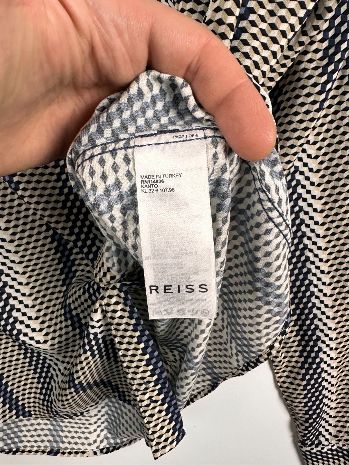 Reiss Reiss Geometric Print Mens Shirt Long Sleeve Size M Size US M / EU 48-50 / 2 - 5 Thumbnail