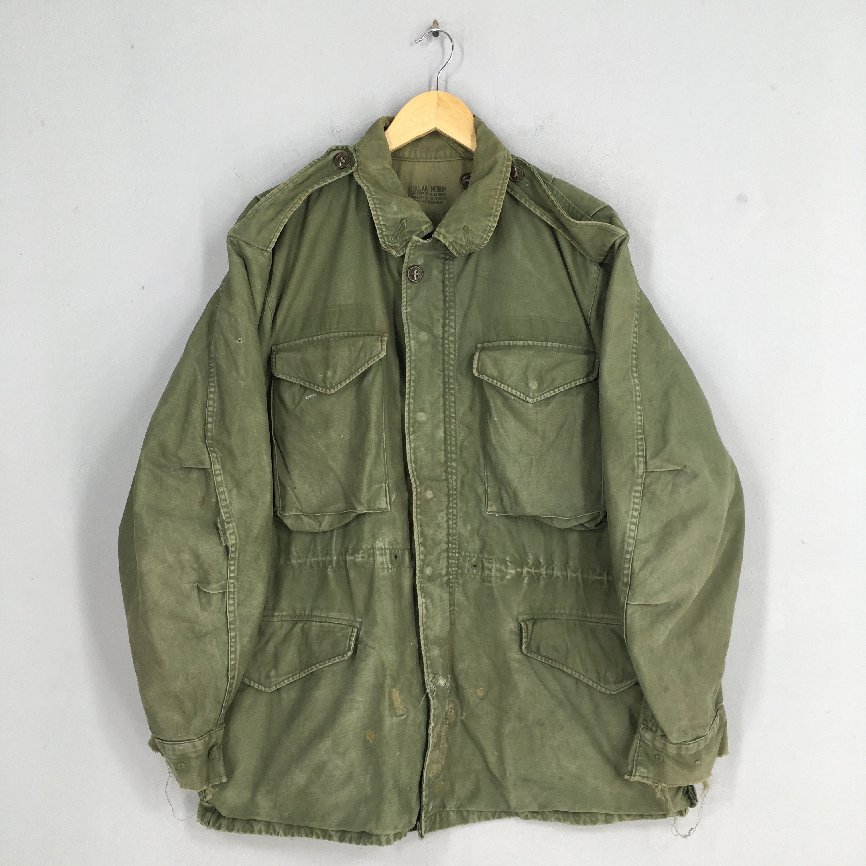 image of Alpha Industries x Military Vintage 60's M-51 Us Army Field Olive Green Jacket Medium, Men's
