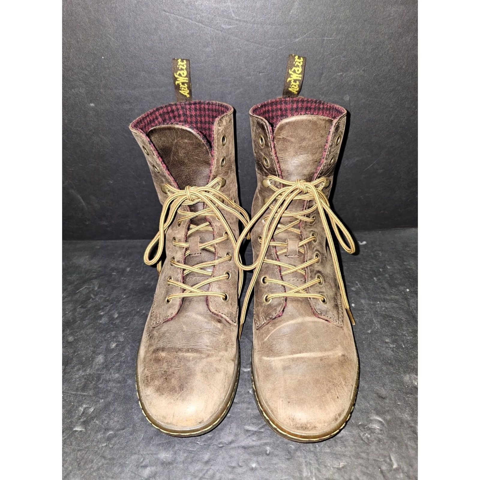 Dr. Martens VINTAGE Dr Martens Tehani Lace Up Brown Leather Combat Boots Tartan Plaid Lined Size 8 Womens 90s Punk Casual Shoes Size US 8 / IT 38 - 3 Thumbnail