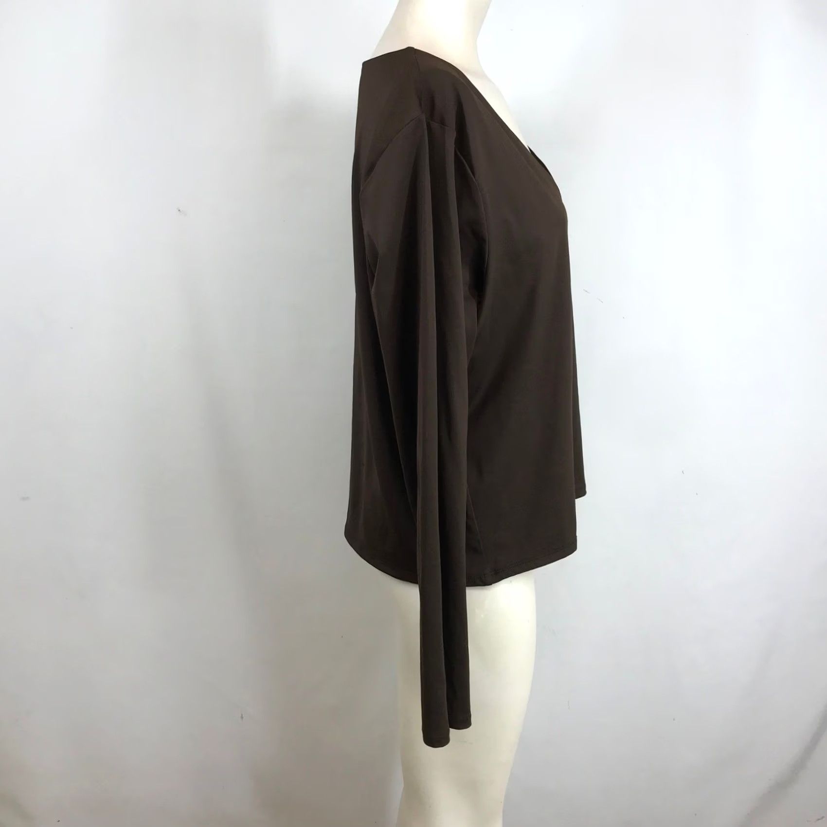 Old Navy Old Navy Womens XXL Brown V-Neck Long Sleeve Pullover Top Stretch Relaxed Fit Size XXL / US 16-18 / IT 52-54 - 4 Thumbnail