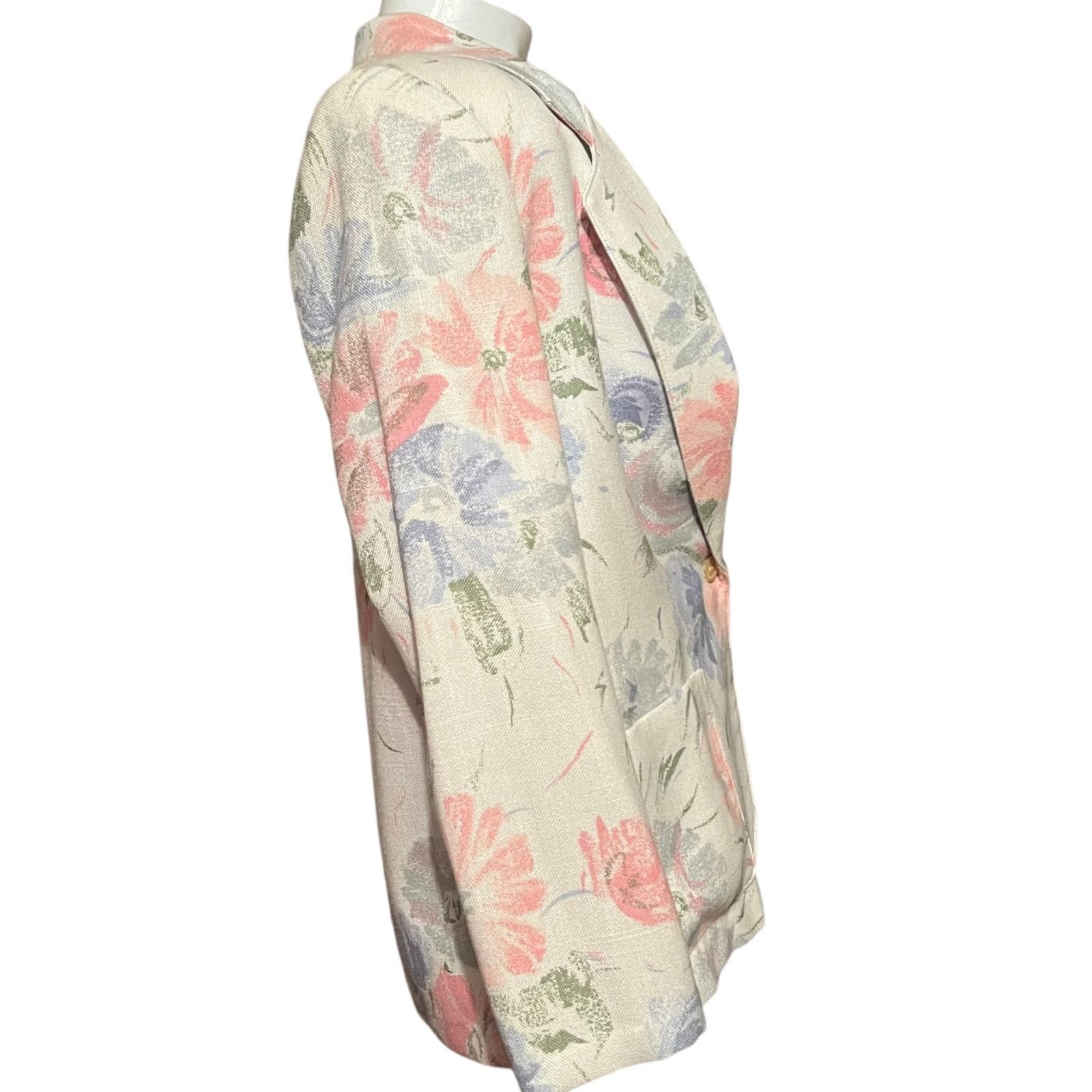 Vintage Vintage 80s Pastel Linen-Look Blazer Russ Petite’s USA MED Size M / US 6-8 / IT 42-44 - 3 Thumbnail