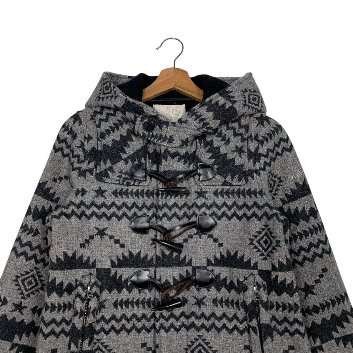 X-Girl X GIRL Black And Grey Aztec Design Duffle Coat #2695-C121 Size S / US 4 / IT 40 - 2 Thumbnail