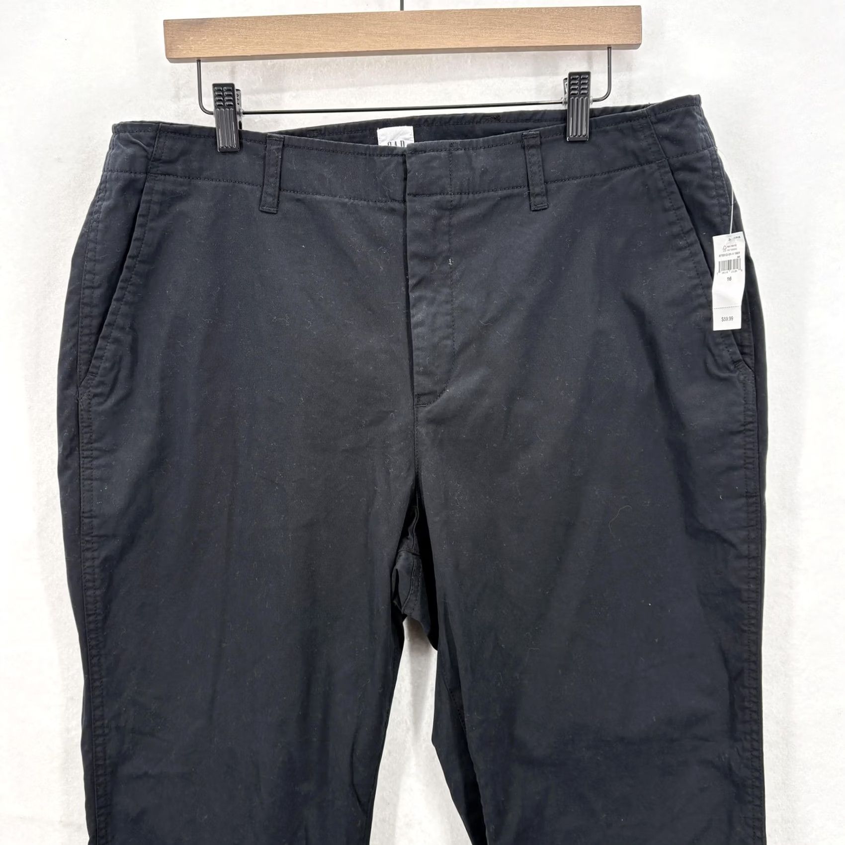 Gap Gap Pants Womens 16 Black Downtown Khaki Stretch Twill Straight Leg Chino Casual Size 38" / US 16 / IT 52 - 2 Thumbnail