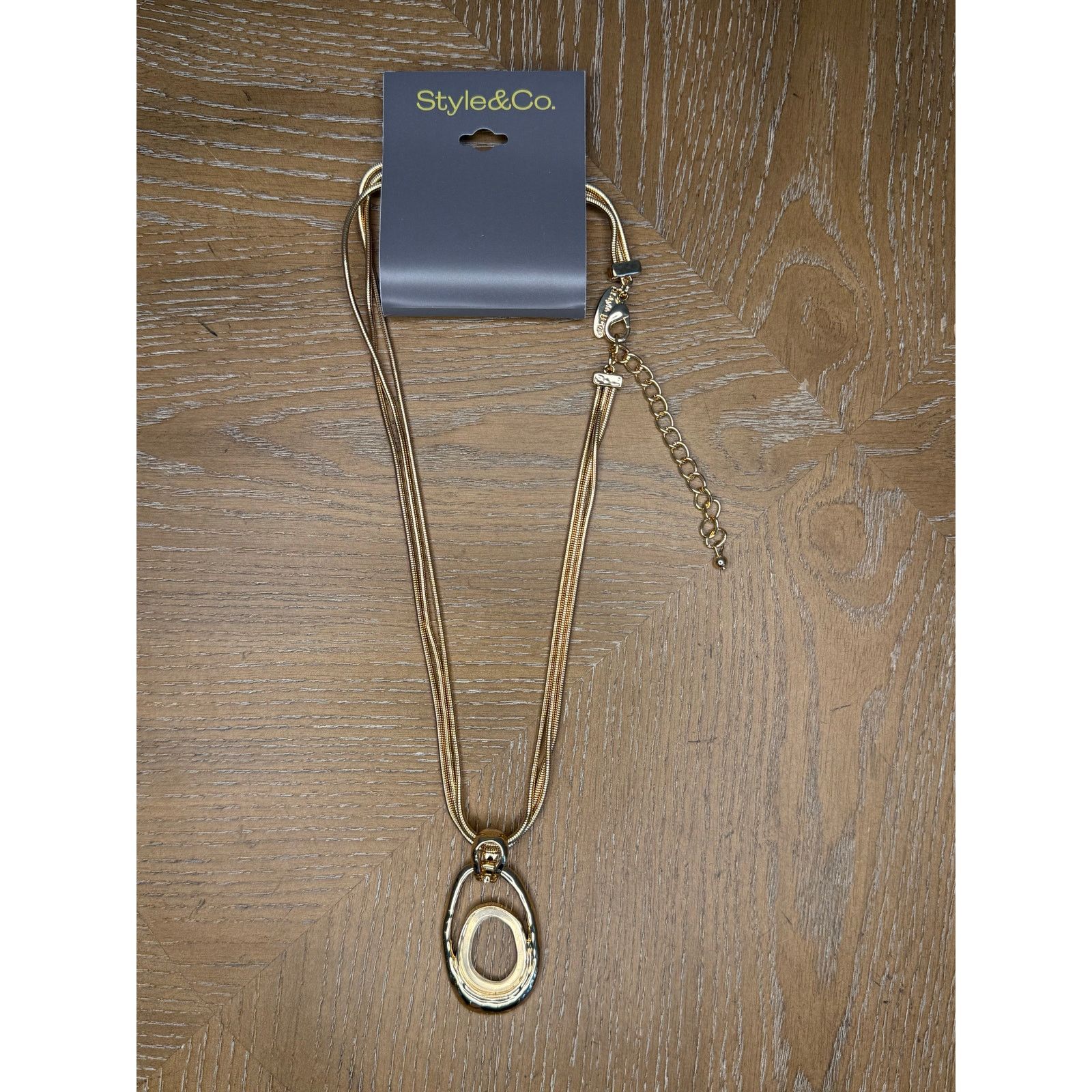 Style & Co Style & Co Gold Tone Multi Strand Oval Pendant Necklace NEW Size ONE SIZE - 4 Thumbnail