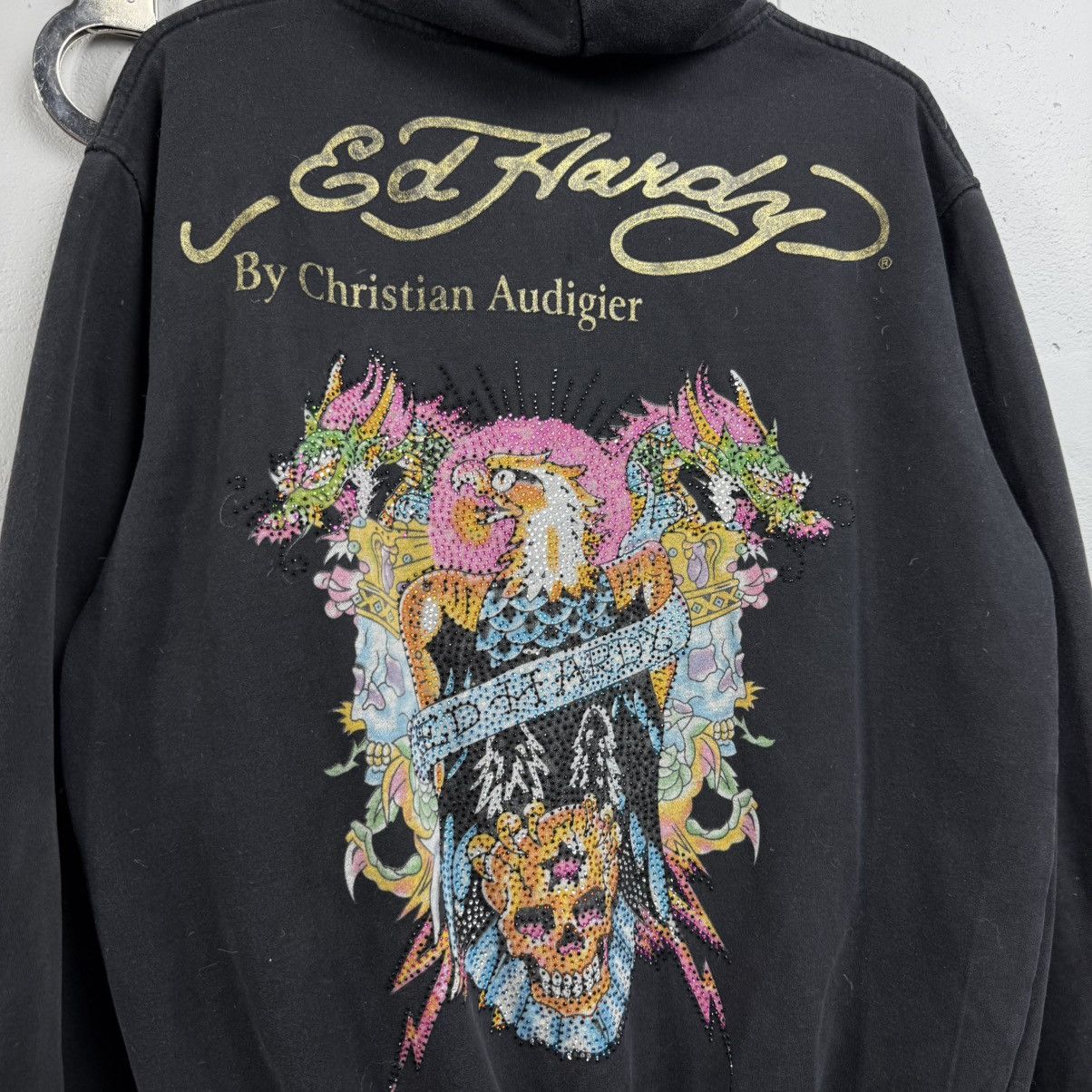Ed Hardy Vintage Distressed Zip Hoodoe Ed Hardy Rhynestone Size US M / EU 48-50 / 2 - 9 Thumbnail