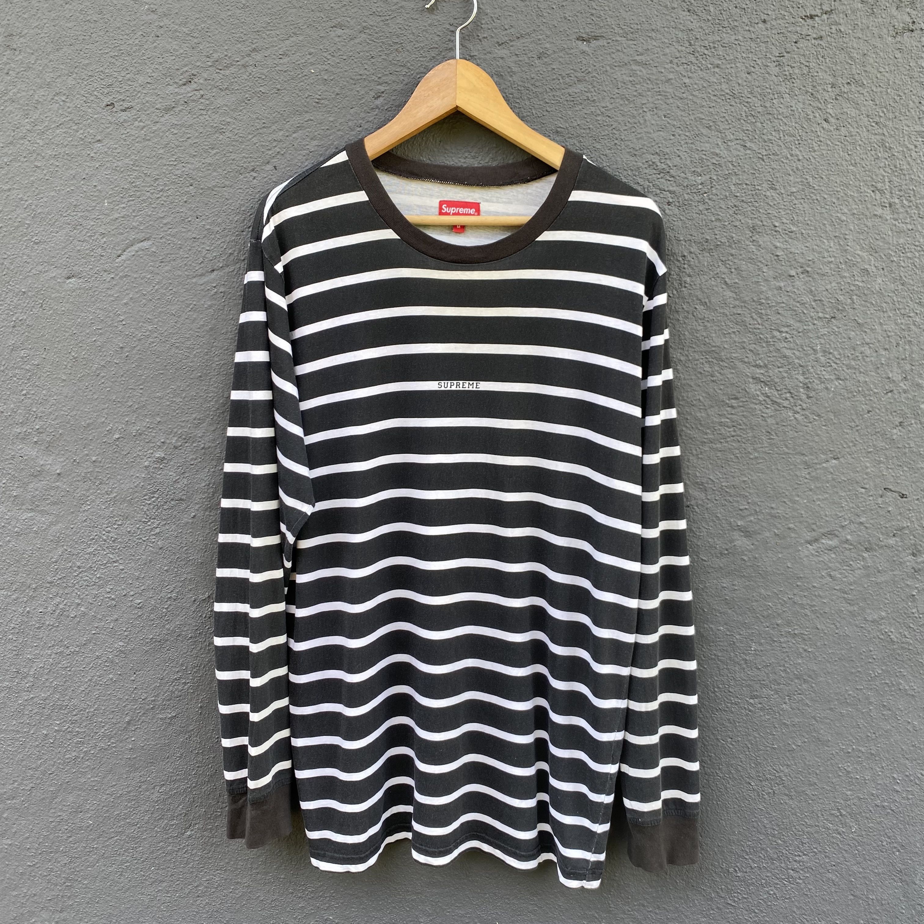 Supreme Fade Stripe Long Sleeve L/S Slate Blue Top T-Shirt