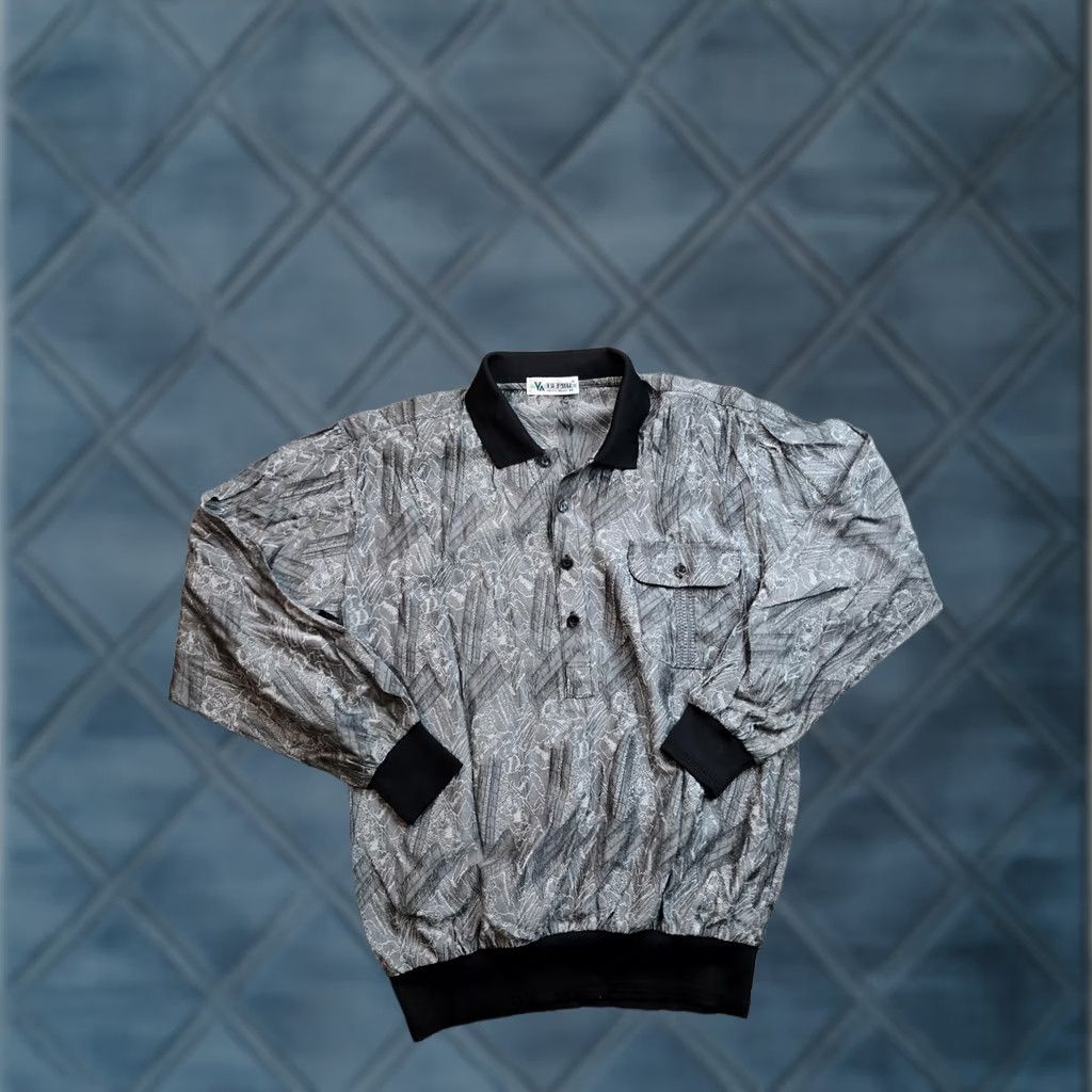 Vintage VINTAGE Bel-Air Polo Shirt Mens M Gray Geometric 80s Long Sleeve Pullover Shirt Size US M / EU 48-50 / 2 - 1 Thumbnail