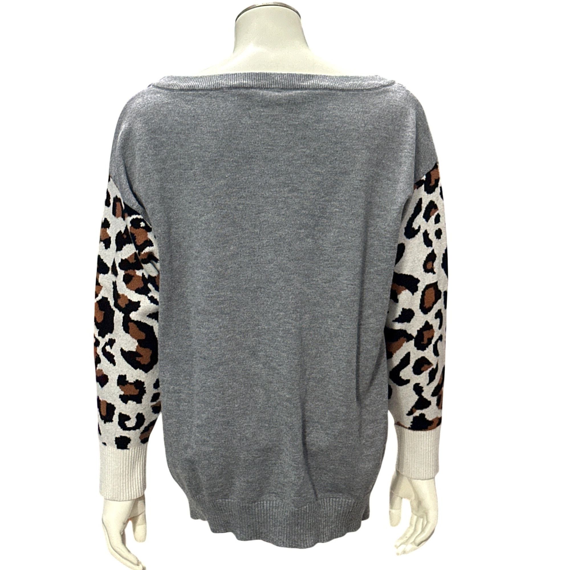 Other CCC Gray Leopard Print Sleeve Sweatshirt Size Medium Polyest Size M / US 6-8 / IT 42-44 - 3 Thumbnail