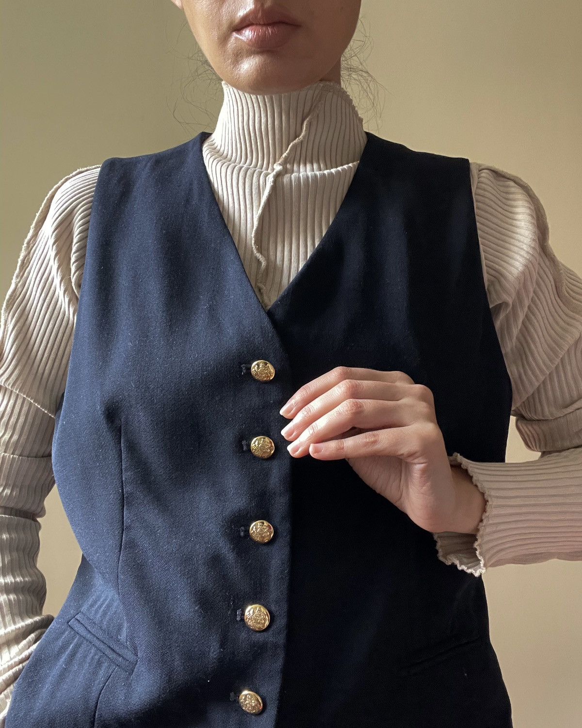 Ralph Lauren Vintage Lauren by Ralph Lauren Navy Wool Suit Vest Size XL / US 12-14 / IT 48-50 - 6 Thumbnail