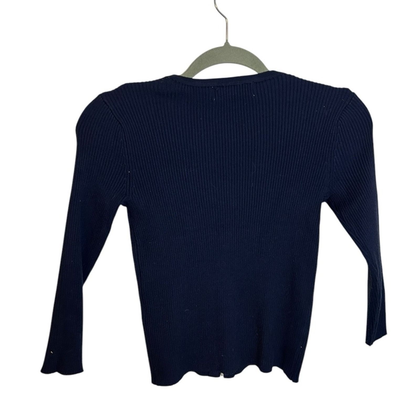 Other Philosophy Navy Blue Ribbed Full Zip Cardigan Size S / US 4 / IT 40 - 2 Thumbnail