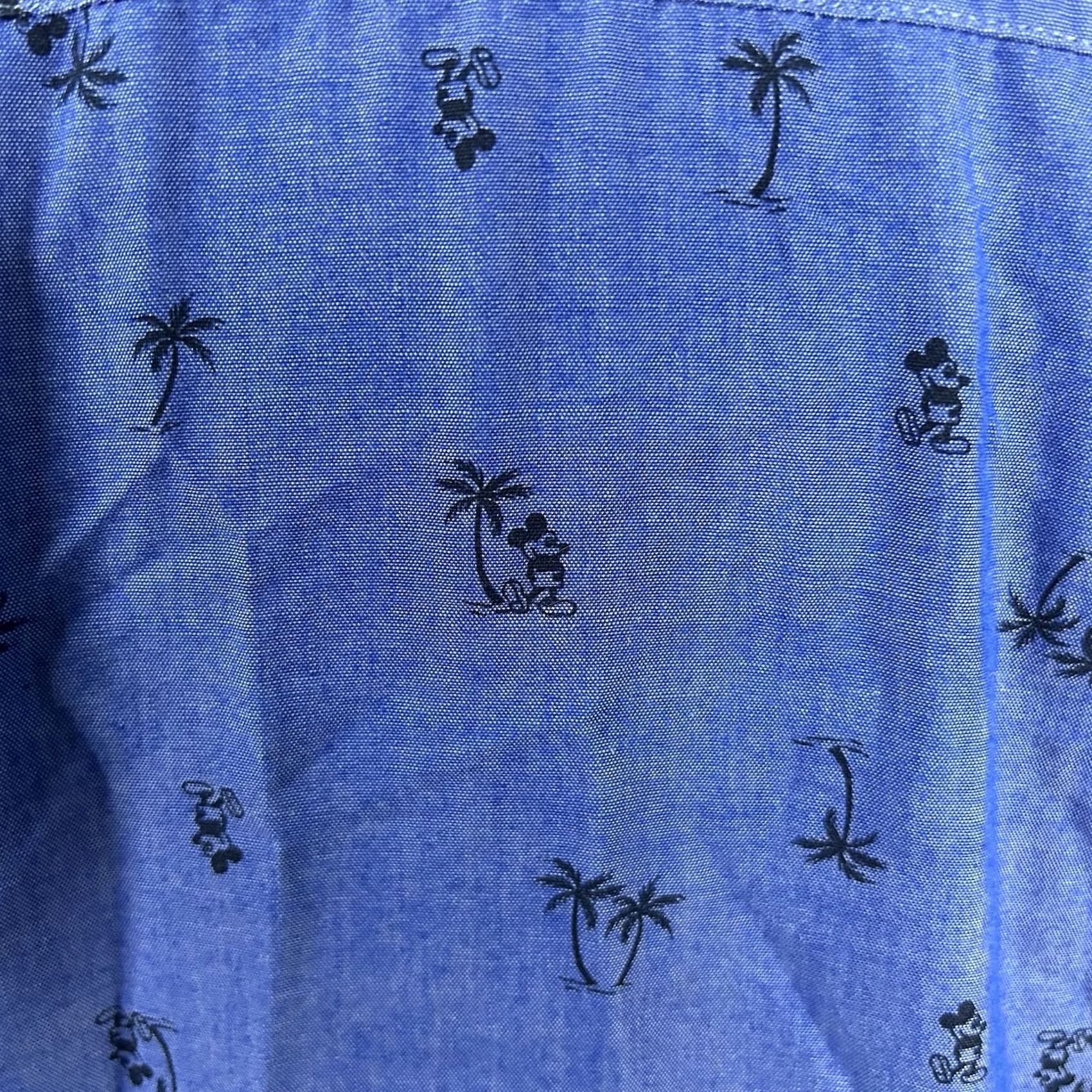 Disney Disney Hawaiian Aloha Shirt Mickey Mouse Palm Trees Blue Cotton Blend Shirt Mens M Size US M / EU 48-50 / 2 - 4 Thumbnail