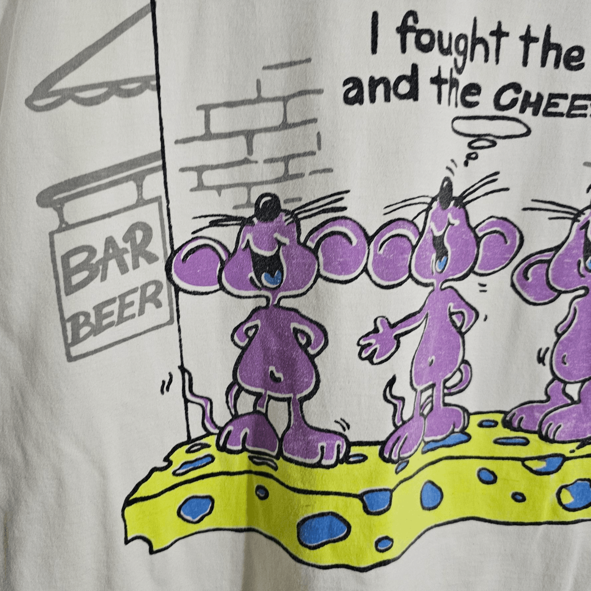 Vintage I Fought The Cheese And The Cheese Won Tee Size US XL / EU 56 / 4 - 3 Thumbnail