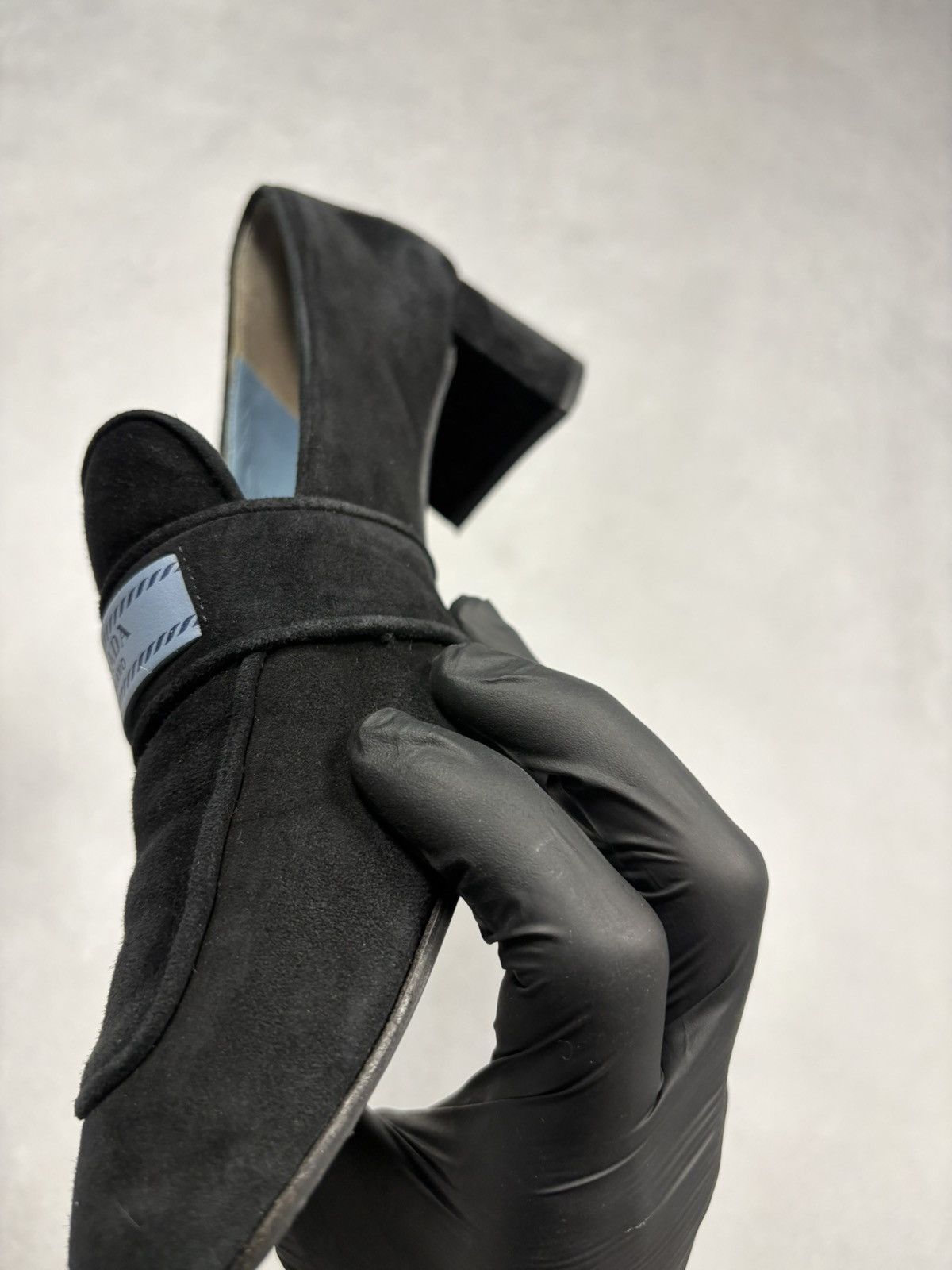 Prada Prada Milano Suede Logo Strap Block Heel Loafers Black 38.5 Size US 8.5 / IT 38.5 - 9 Thumbnail